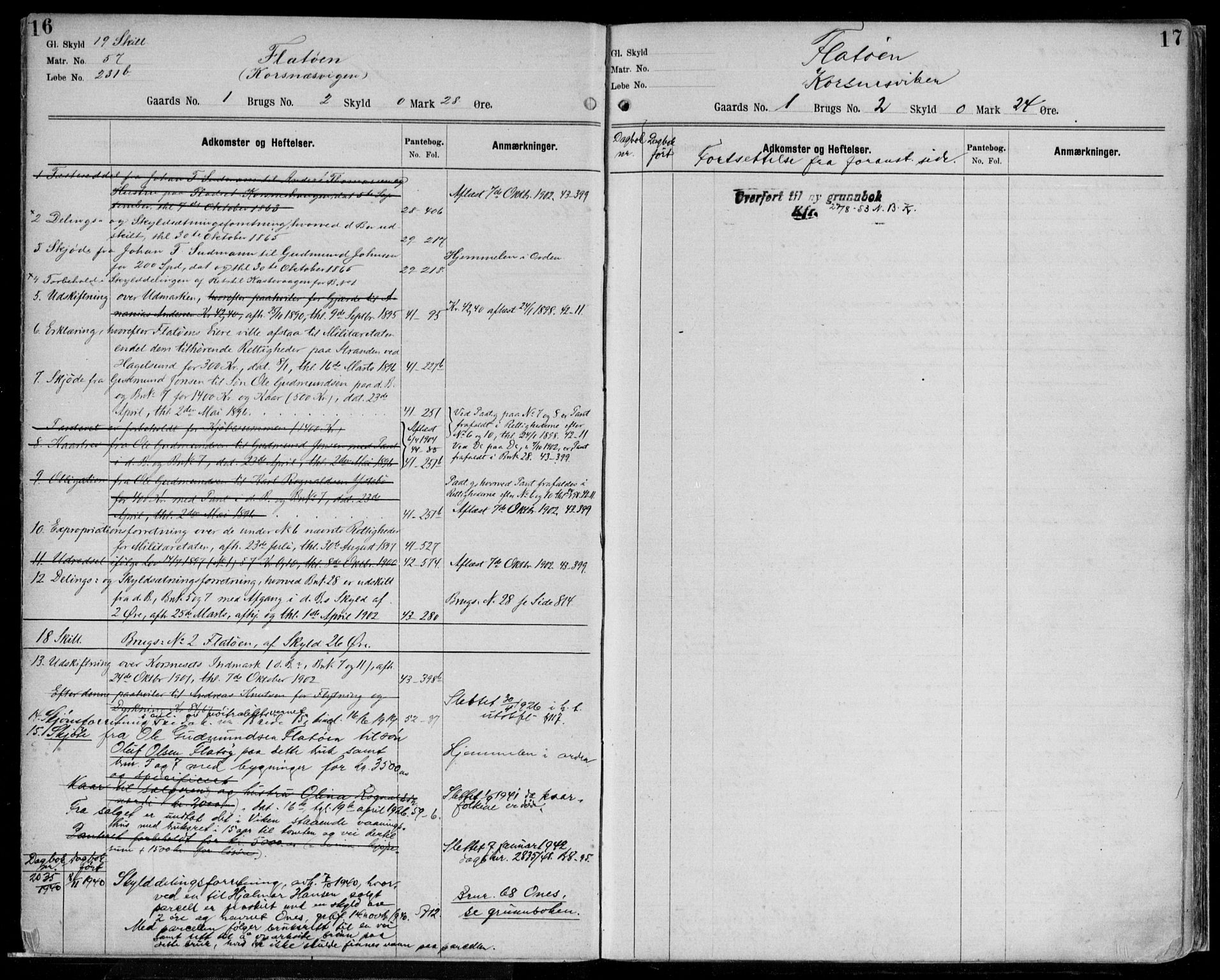 Nordhordland sorenskrivar, SAB/A-2901/1/G/Ga/Gaaa/L0035: Mortgage register no. II.A.a.35, 1893-1952, p. 16-17