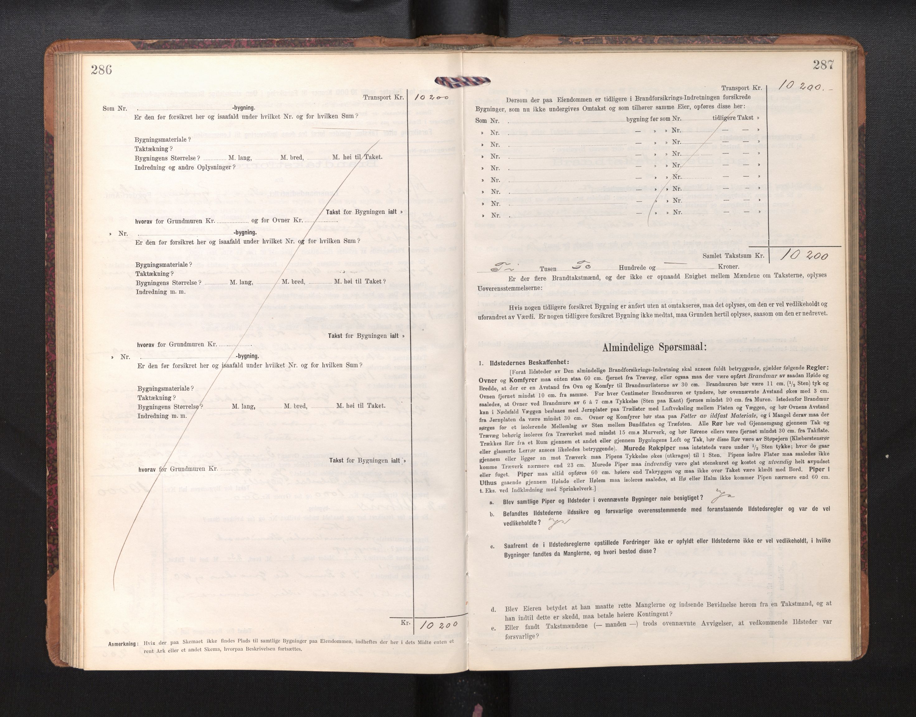 Lensmannen i Årdal, AV/SAB-A-30501/0012/L0009: Branntakstprotokoll, skjematakst, 1914-1926, p. 286-287