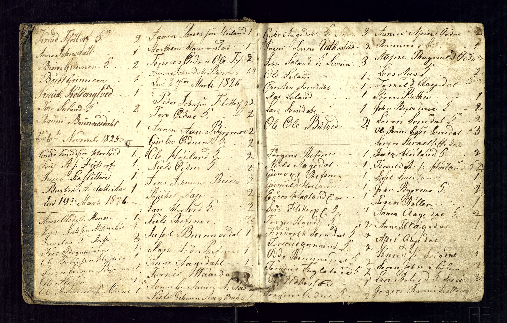 Bjelland sokneprestkontor, SAK/1111-0005/F/Fc/Fcc/L0001: Communicants register no. C-1, 1825-1842, p. 2-3