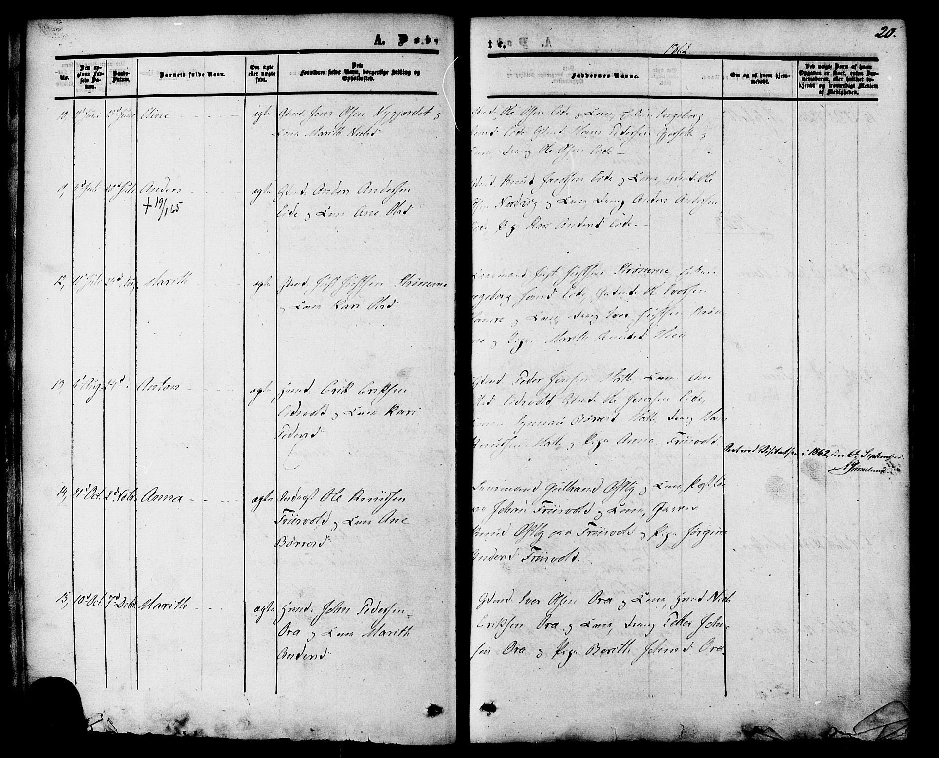 Ministerialprotokoller, klokkerbøker og fødselsregistre - Møre og Romsdal, SAT/A-1454/542/L0552: Parish register (official) no. 542A02, 1854-1884, p. 20