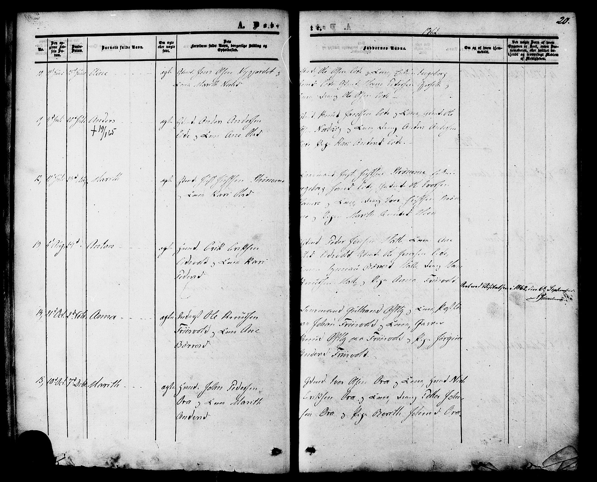 Ministerialprotokoller, klokkerbøker og fødselsregistre - Møre og Romsdal, AV/SAT-A-1454/542/L0552: Parish register (official) no. 542A02, 1854-1884, p. 20