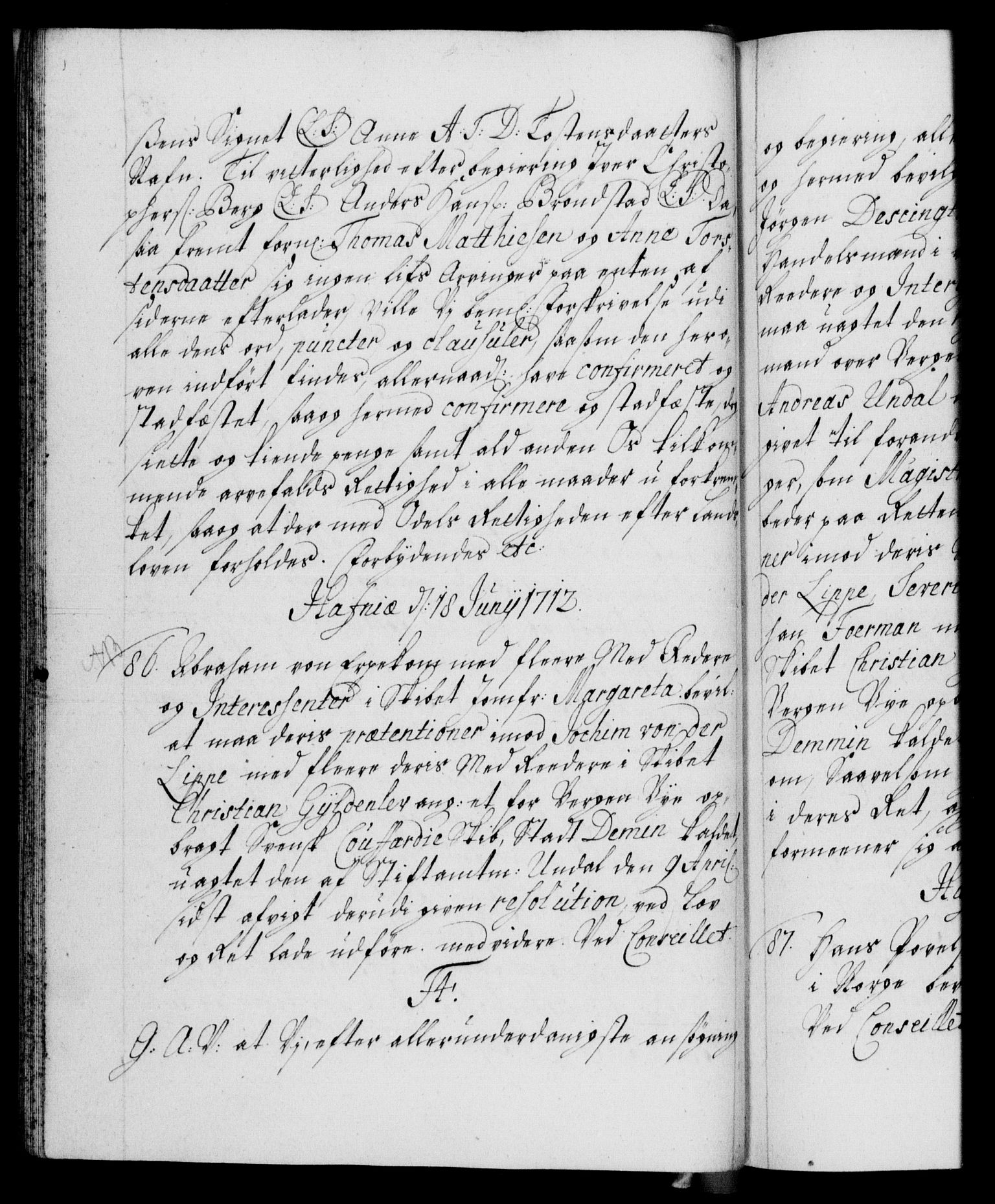 Danske Kanselli 1572-1799, AV/RA-EA-3023/F/Fc/Fca/Fcaa/L0021: Norske registre, 1712-1715, p. 45b