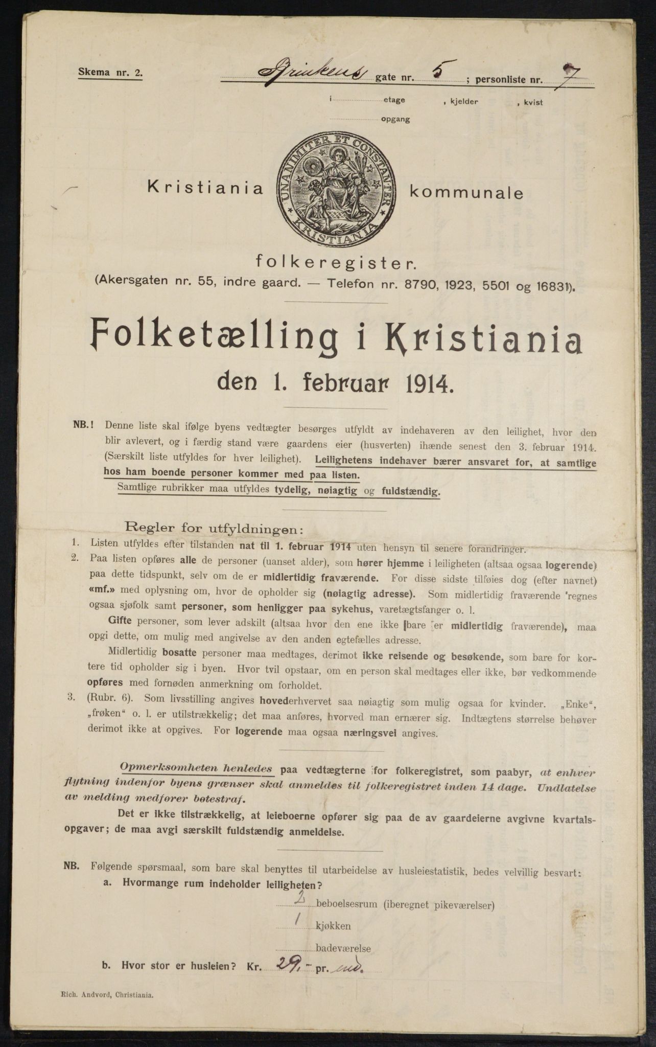 OBA, Municipal Census 1914 for Kristiania, 1914, p. 8848