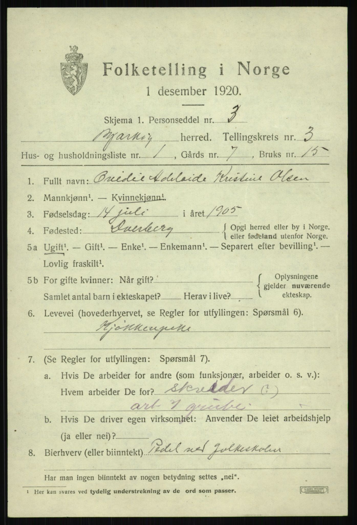 SATØ, 1920 census for Bjarkøy, 1920, p. 1563