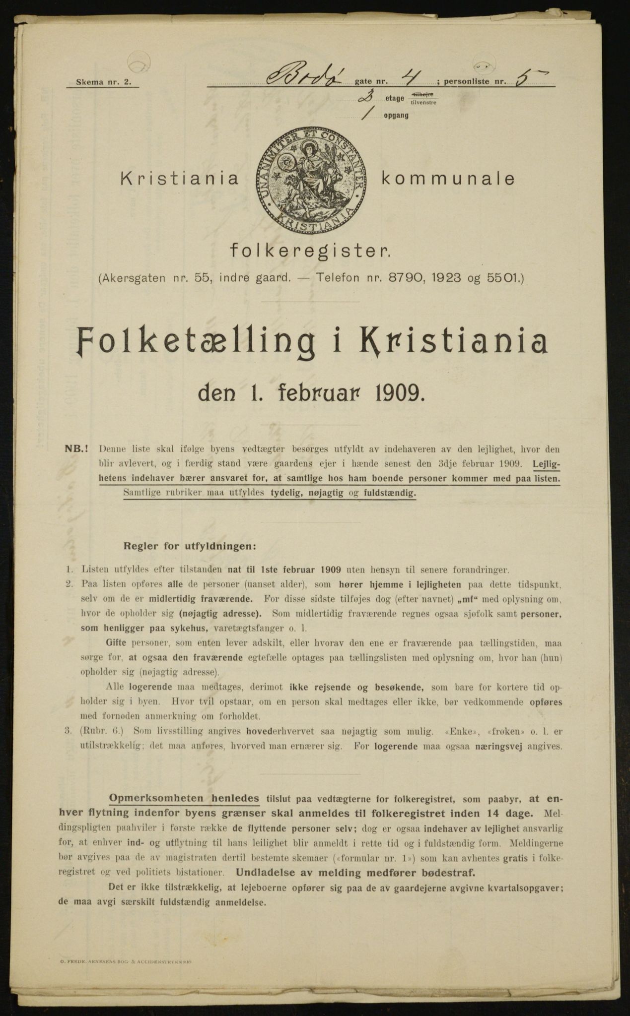 OBA, Municipal Census 1909 for Kristiania, 1909, p. 6268