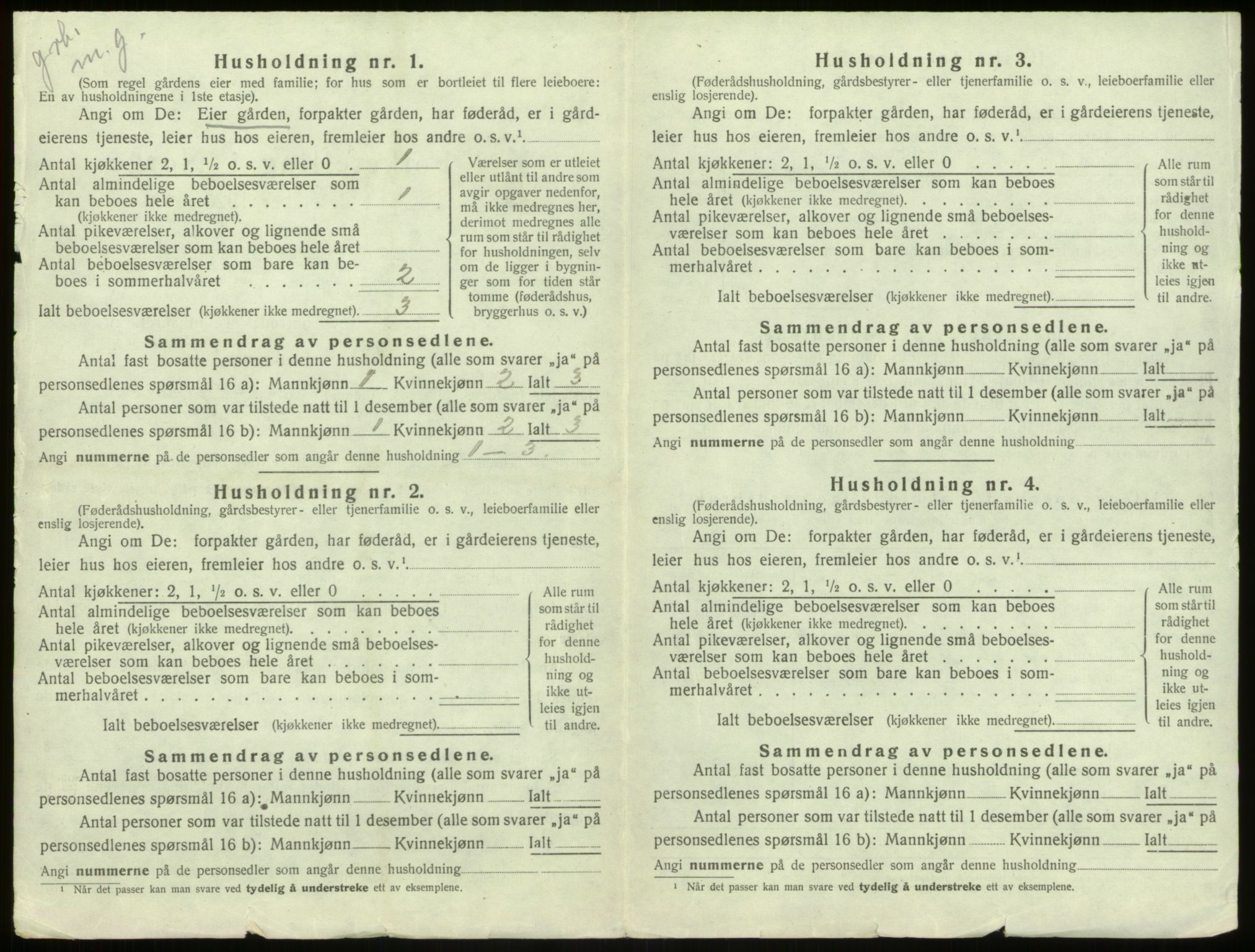 SAB, 1920 census for Aurland, 1920, p. 256