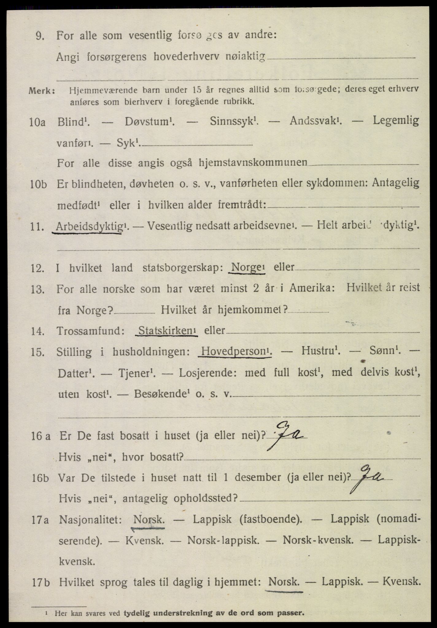 SAT, 1920 census for Vefsn, 1920, p. 10148