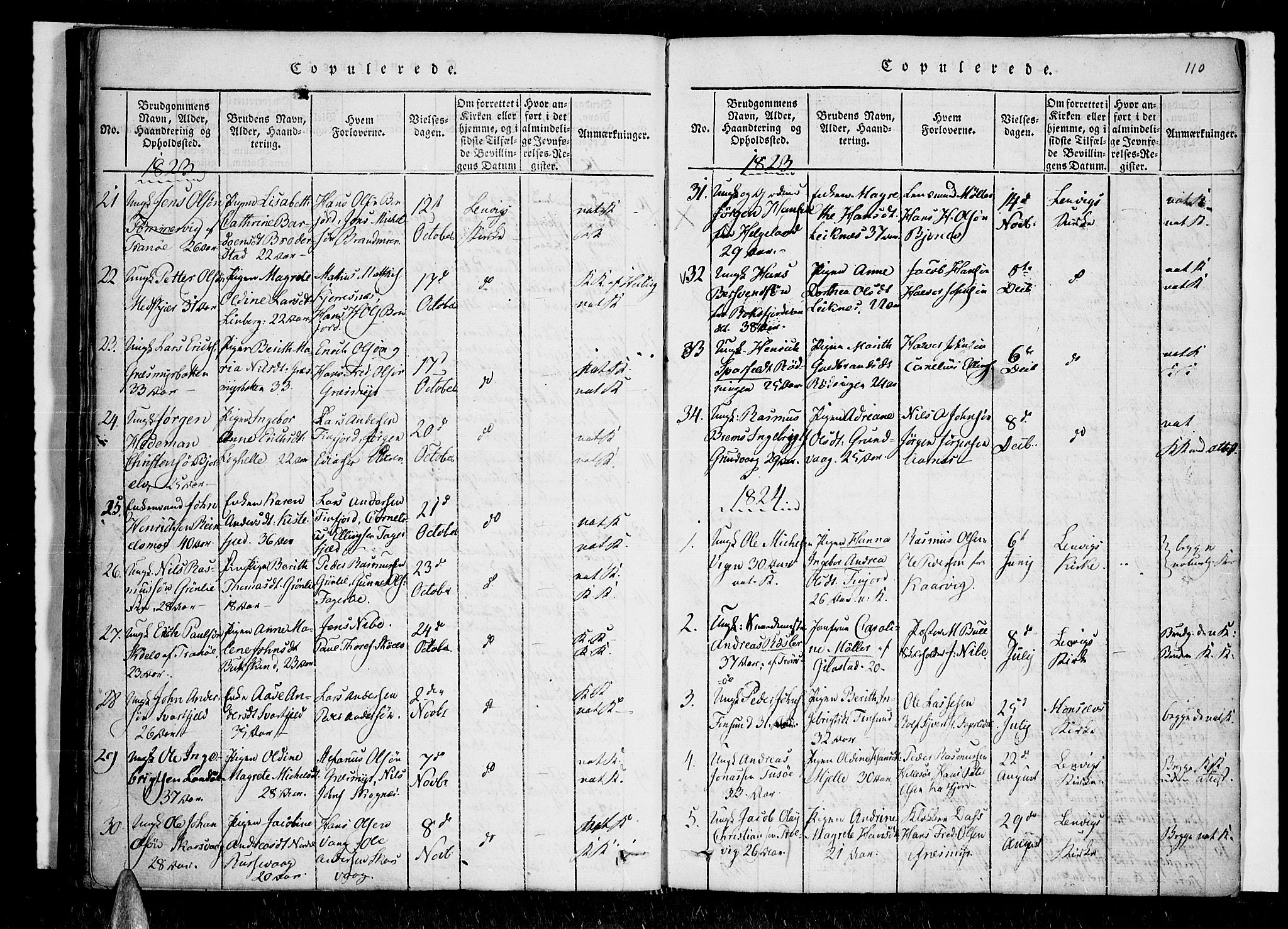 Lenvik sokneprestembete, SATØ/S-1310/H/Ha/Haa/L0003kirke: Parish register (official) no. 3, 1820-1831, p. 110
