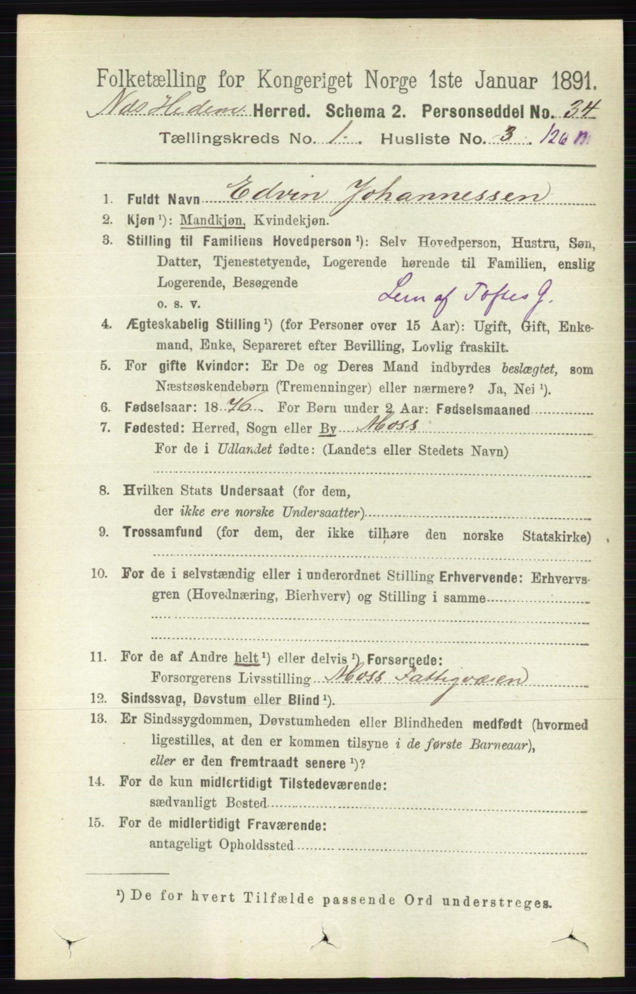 RA, 1891 census for 0411 Nes, 1891, p. 941