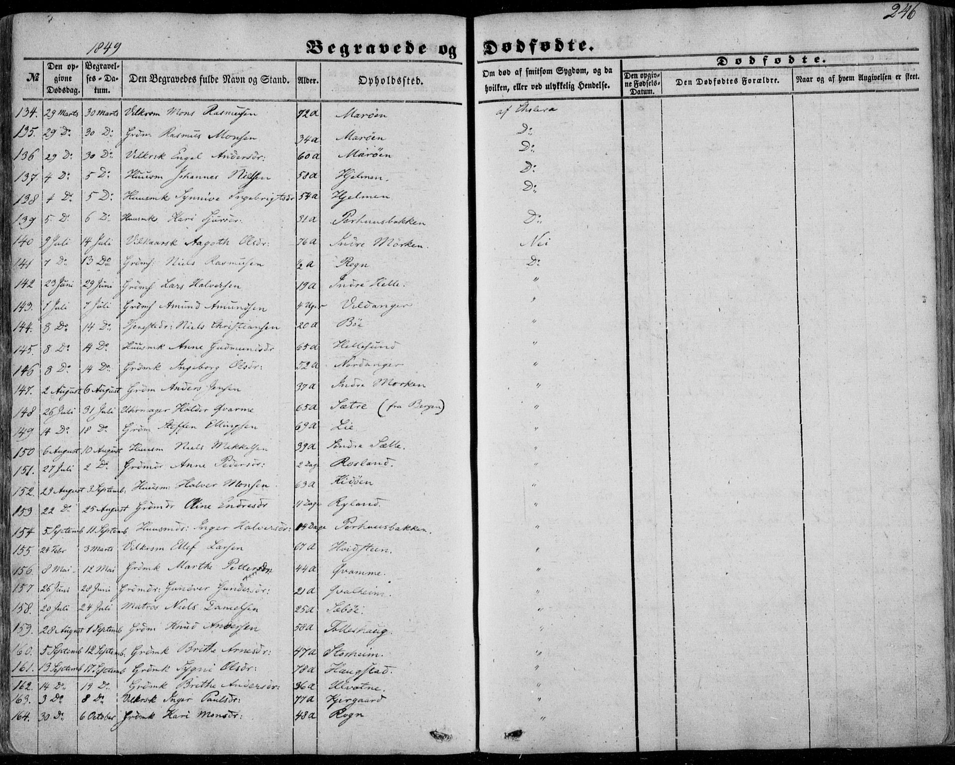 Manger sokneprestembete, SAB/A-76801/H/Haa: Parish register (official) no. A 6, 1849-1859, p. 246