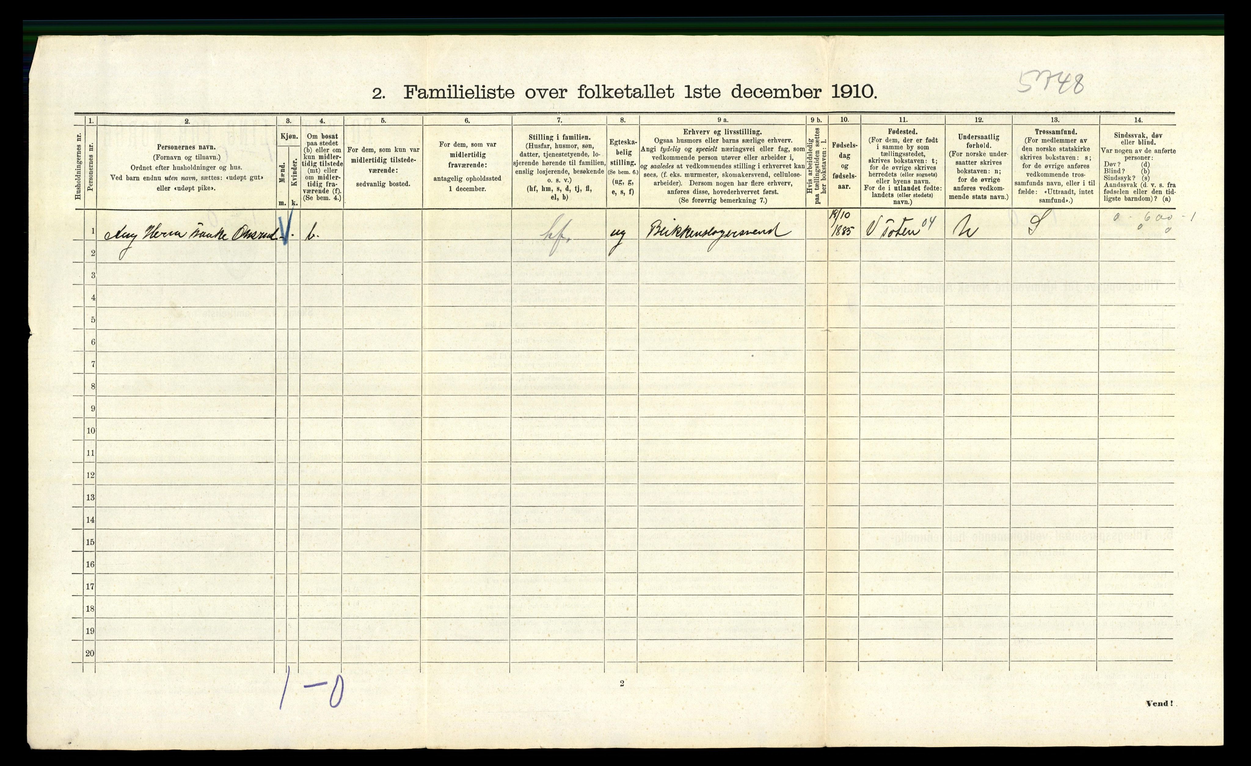 RA, 1910 census for Kristiania, 1910, p. 124726