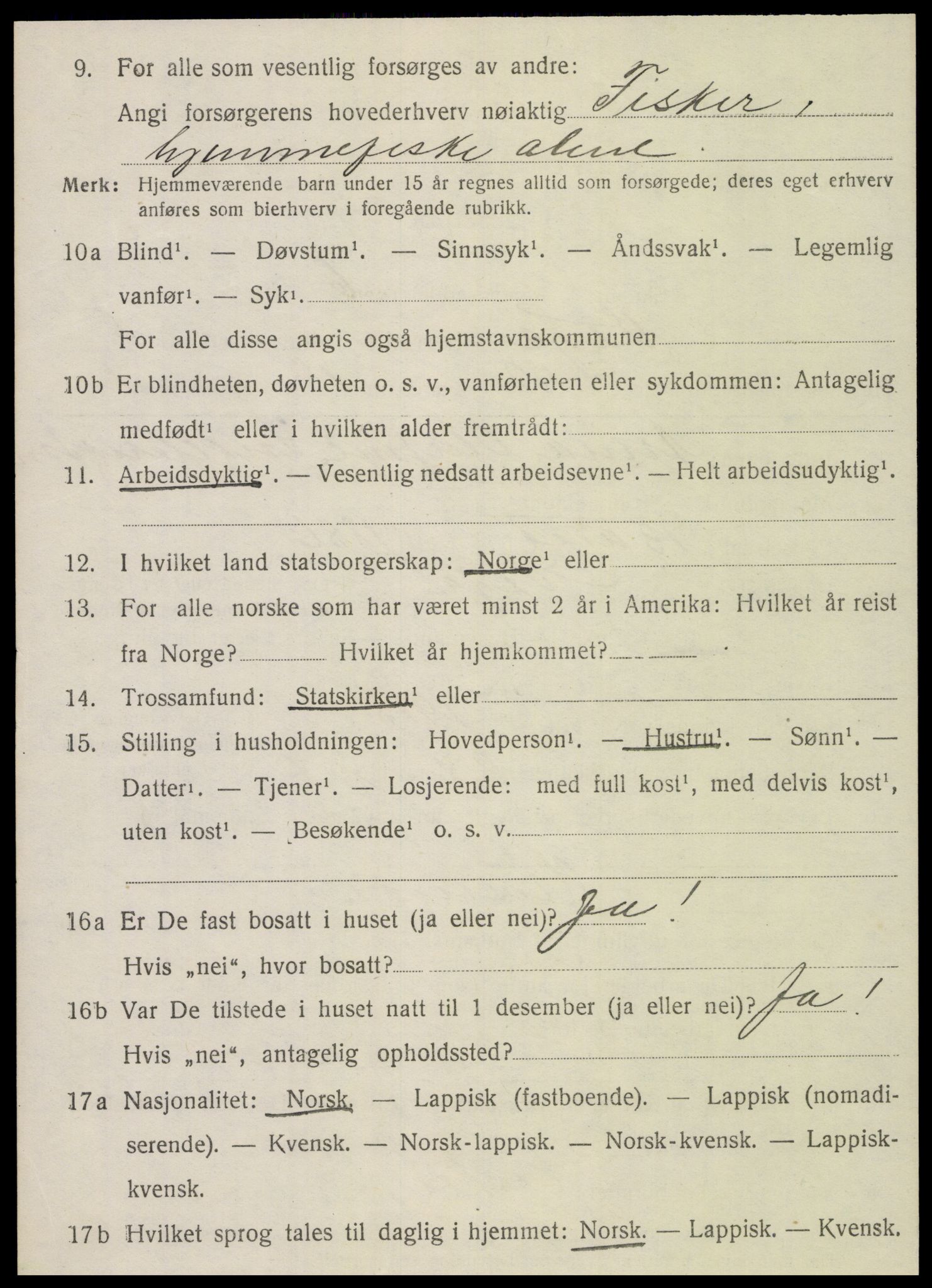 SAT, 1920 census for Vega, 1920, p. 2958