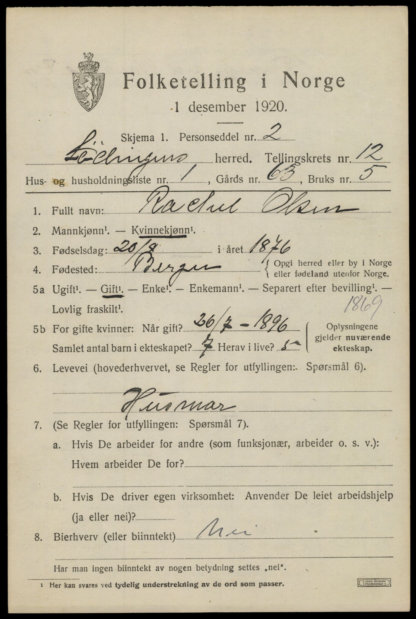 SAT, 1920 census for Lødingen, 1920, p. 6437