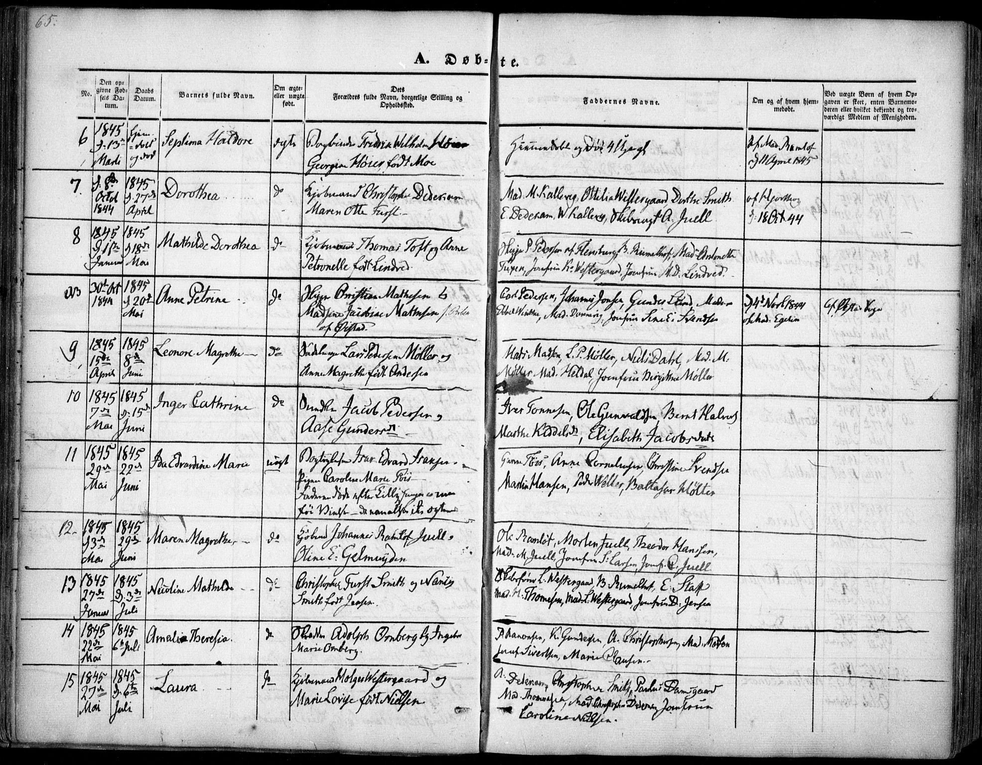 Arendal sokneprestkontor, Trefoldighet, SAK/1111-0040/F/Fa/L0005: Parish register (official) no. A 5, 1838-1854, p. 65