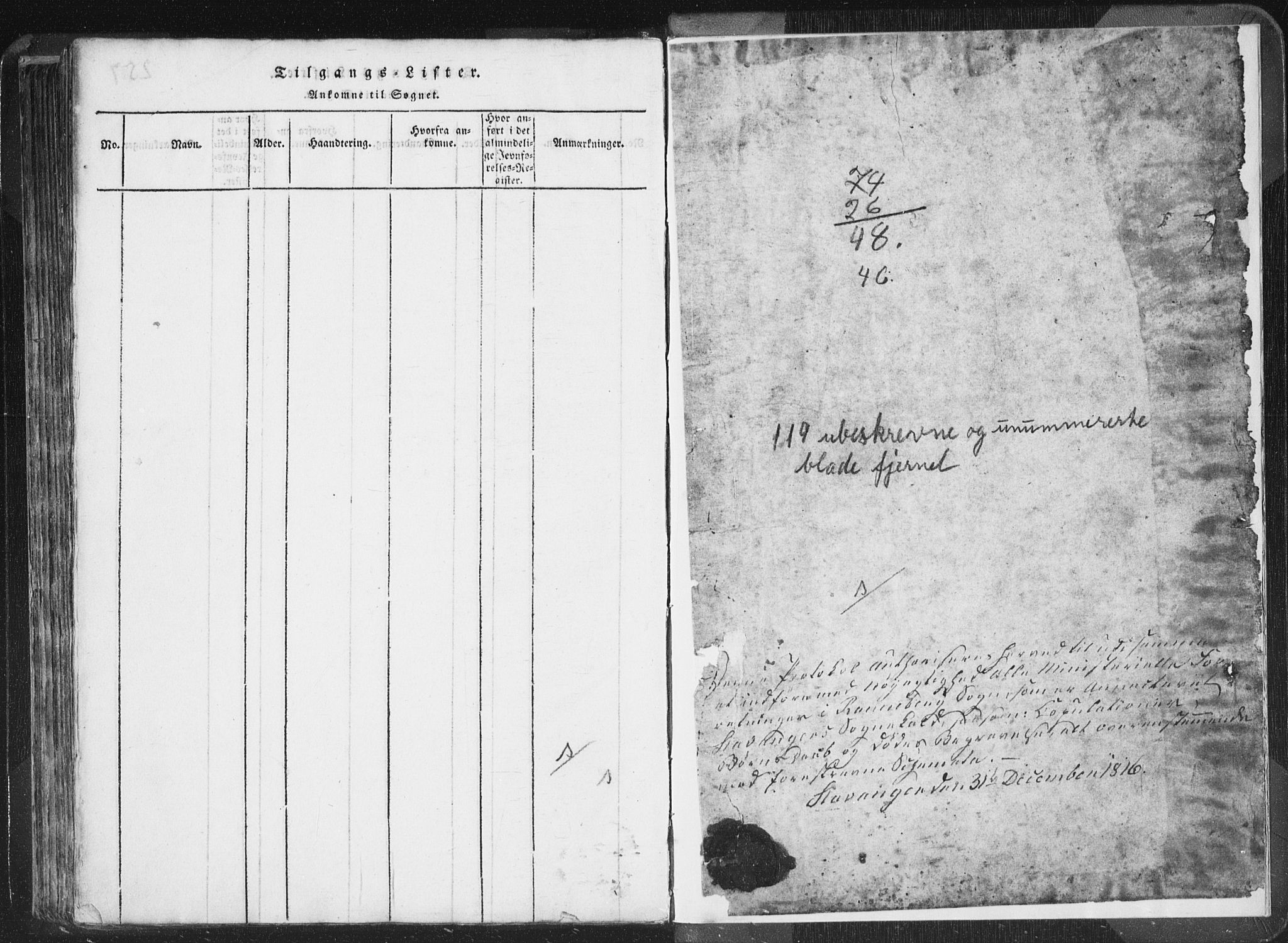 Hetland sokneprestkontor, SAST/A-101826/30/30BA/L0001: Parish register (official) no. A 1, 1816-1856