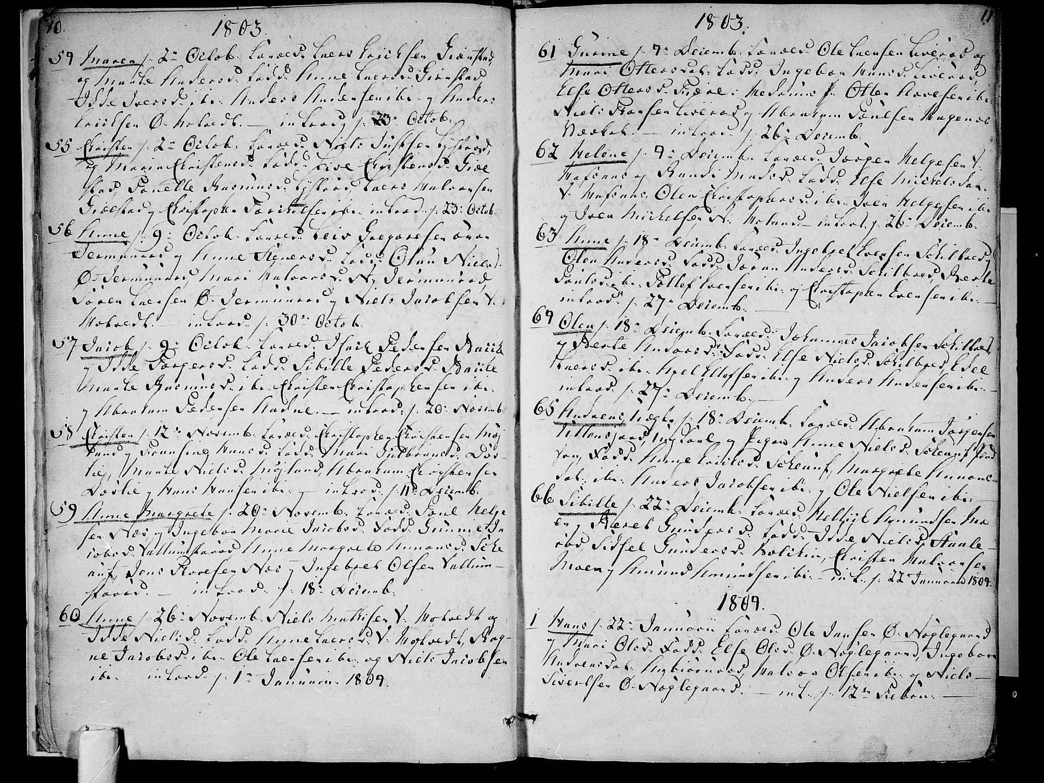 Andebu kirkebøker, AV/SAKO-A-336/F/Fa/L0003: Parish register (official) no. 3 /1, 1803-1828, p. 10-11