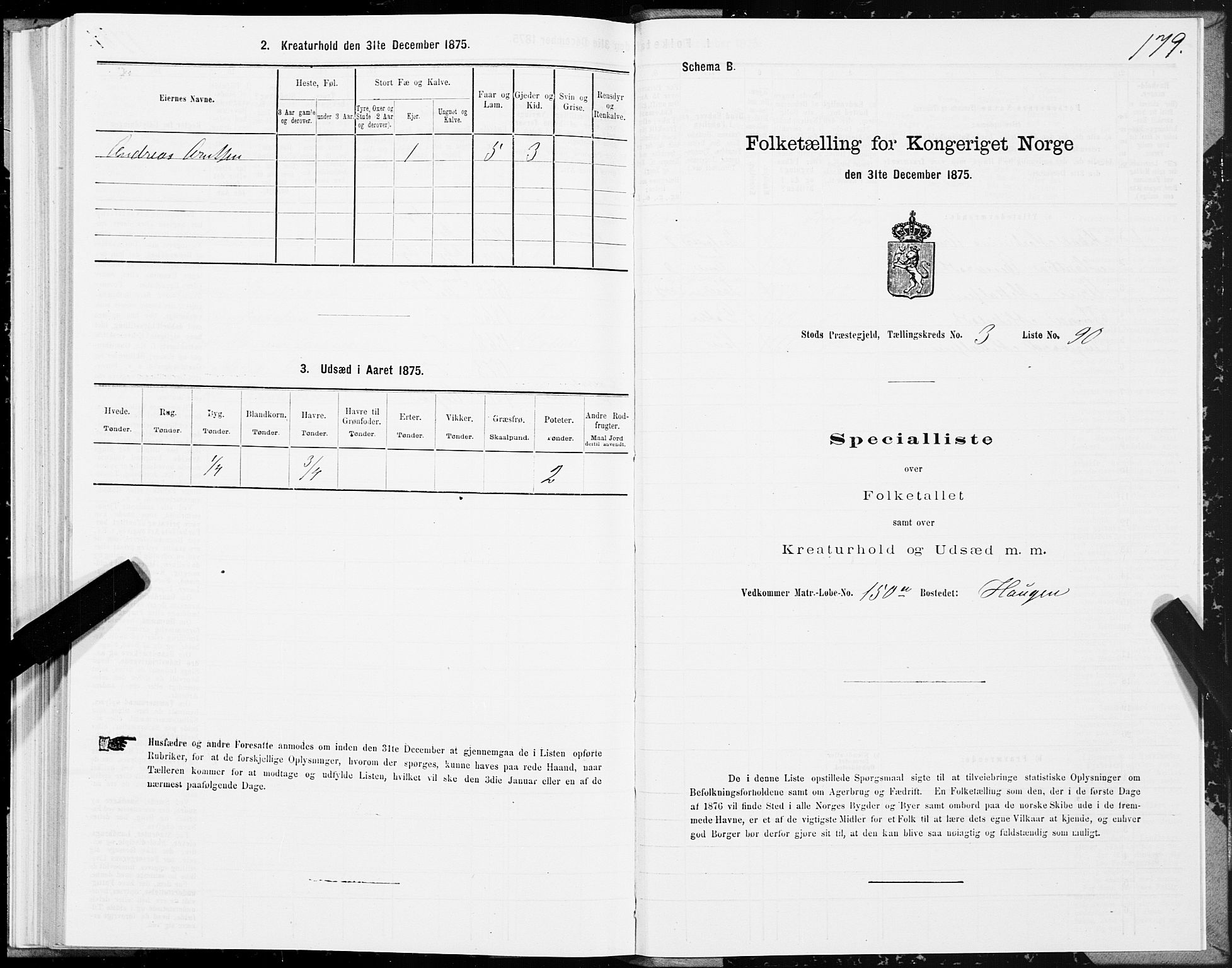 SAT, 1875 census for 1734P Stod, 1875, p. 3179