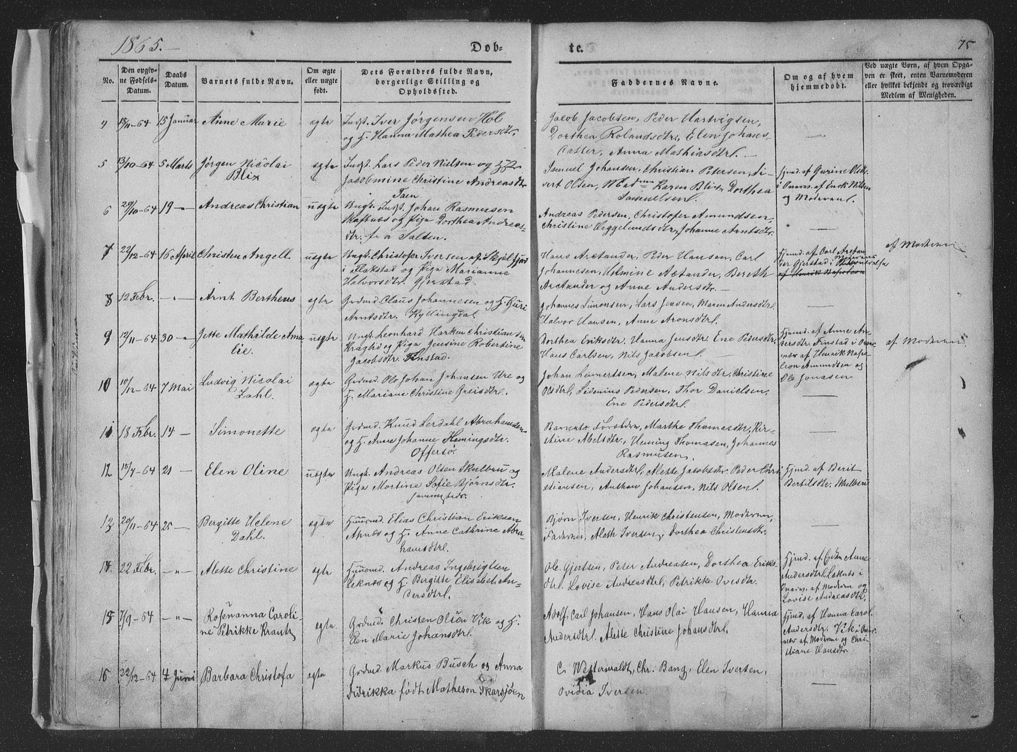 Ministerialprotokoller, klokkerbøker og fødselsregistre - Nordland, SAT/A-1459/881/L1165: Parish register (copy) no. 881C02, 1854-1876, p. 75