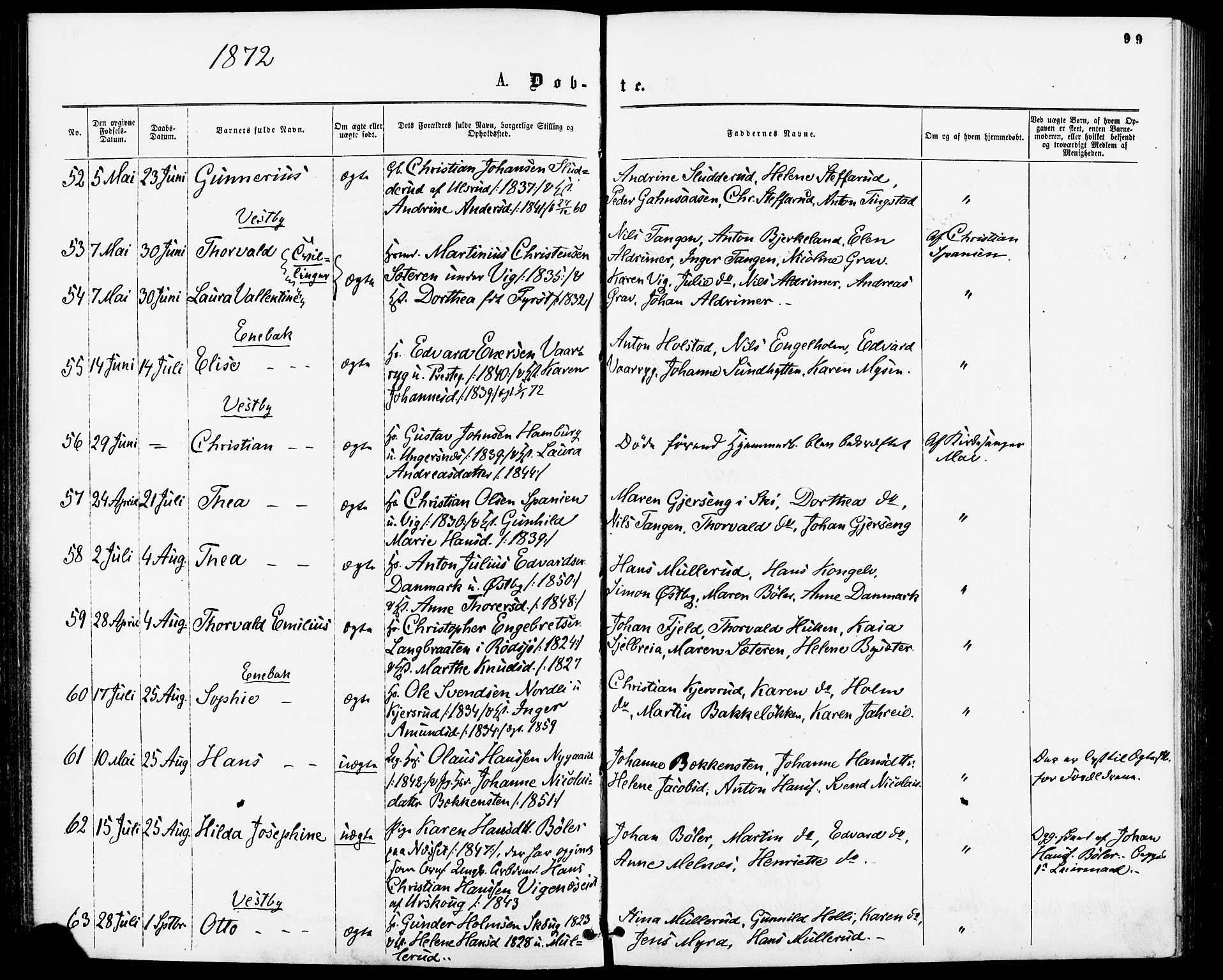 Enebakk prestekontor Kirkebøker, SAO/A-10171c/F/Fa/L0011: Parish register (official) no. I 11, 1862-1882, p. 99