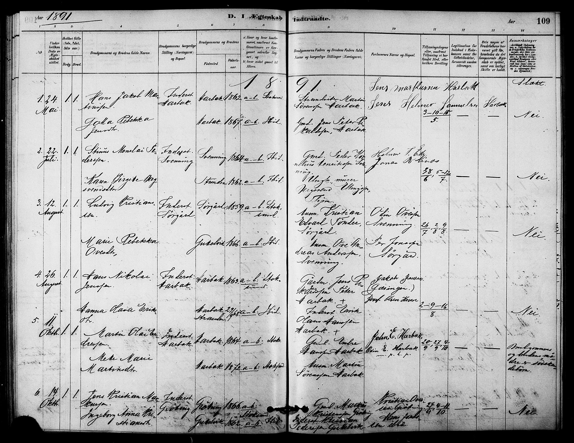 Ministerialprotokoller, klokkerbøker og fødselsregistre - Sør-Trøndelag, SAT/A-1456/656/L0692: Parish register (official) no. 656A01, 1879-1893, p. 109