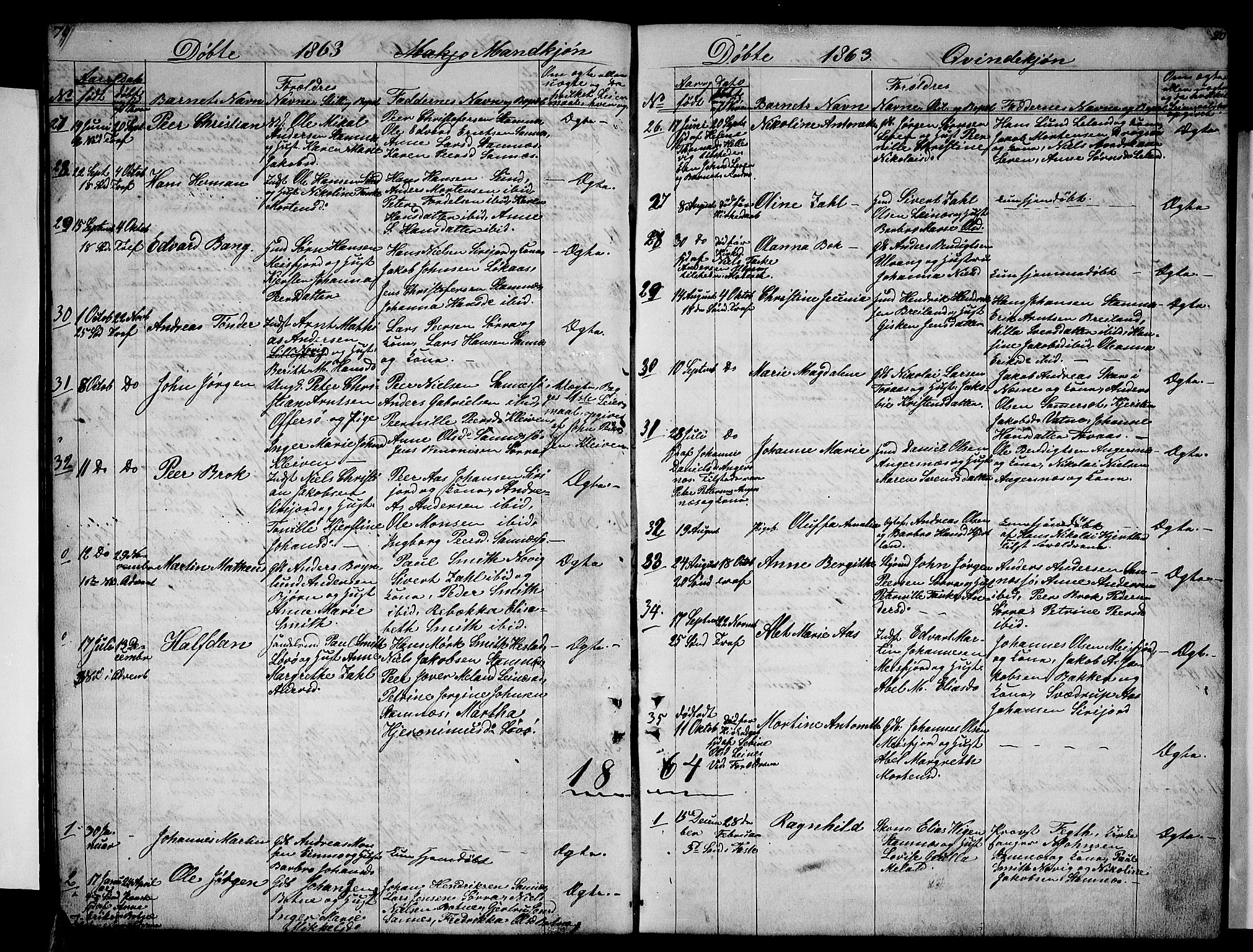Ministerialprotokoller, klokkerbøker og fødselsregistre - Nordland, SAT/A-1459/831/L0475: Parish register (copy) no. 831C02, 1851-1865, p. 79-80