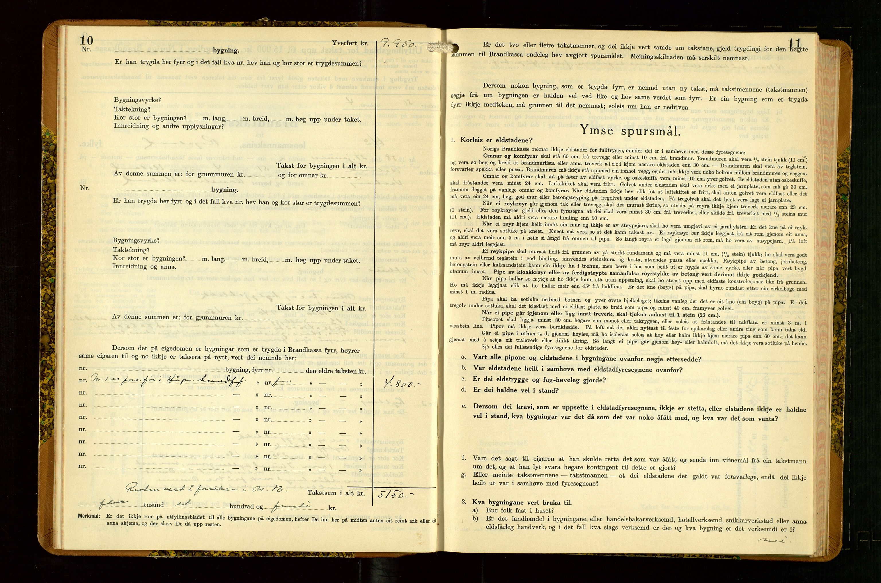 Hå lensmannskontor, AV/SAST-A-100456/Goa/L0007: Takstprotokoll (skjema), 1938-1949, p. 10-11