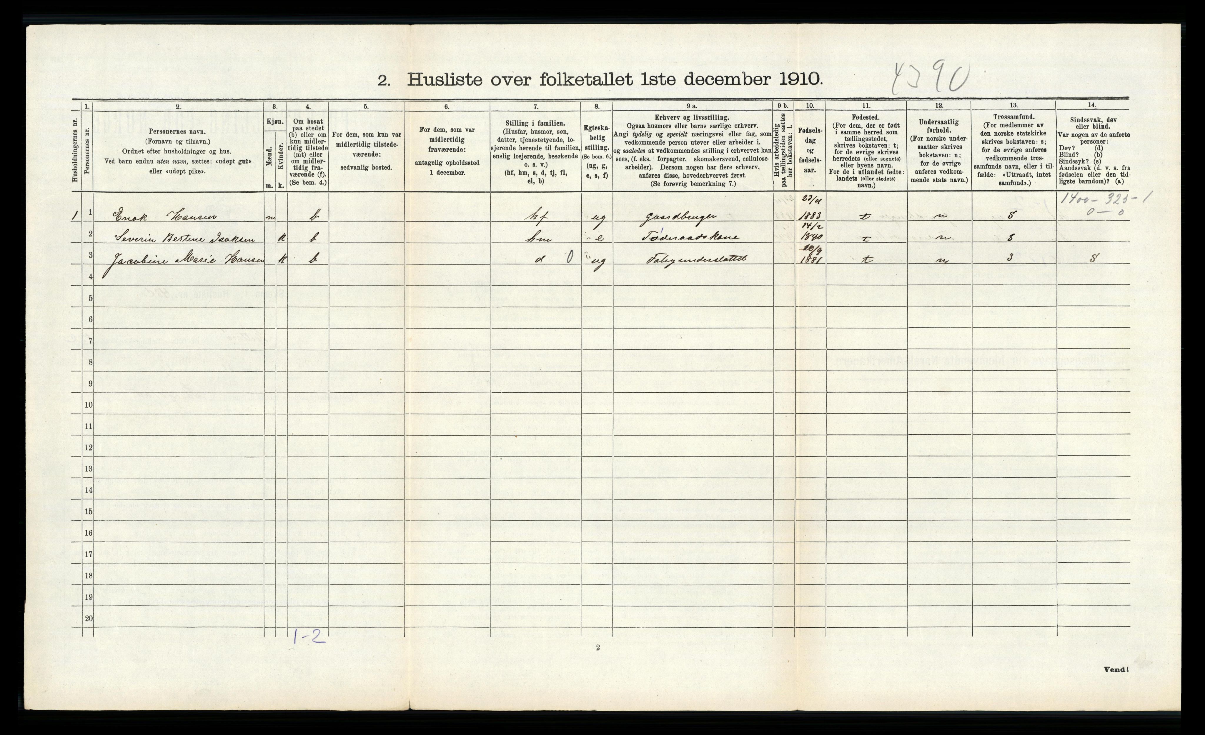 RA, 1910 census for Hidra, 1910, p. 522