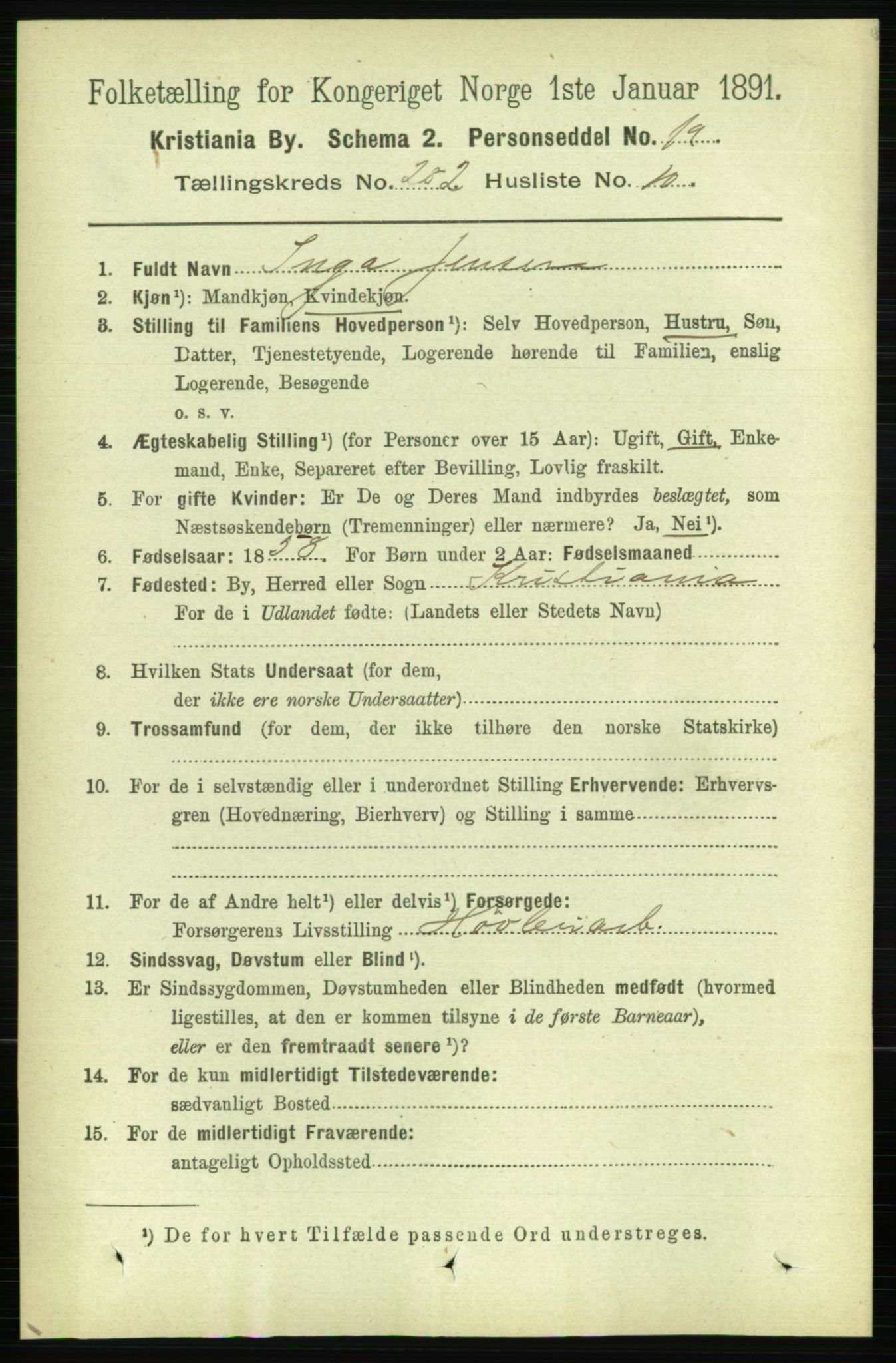RA, 1891 census for 0301 Kristiania, 1891, p. 171901