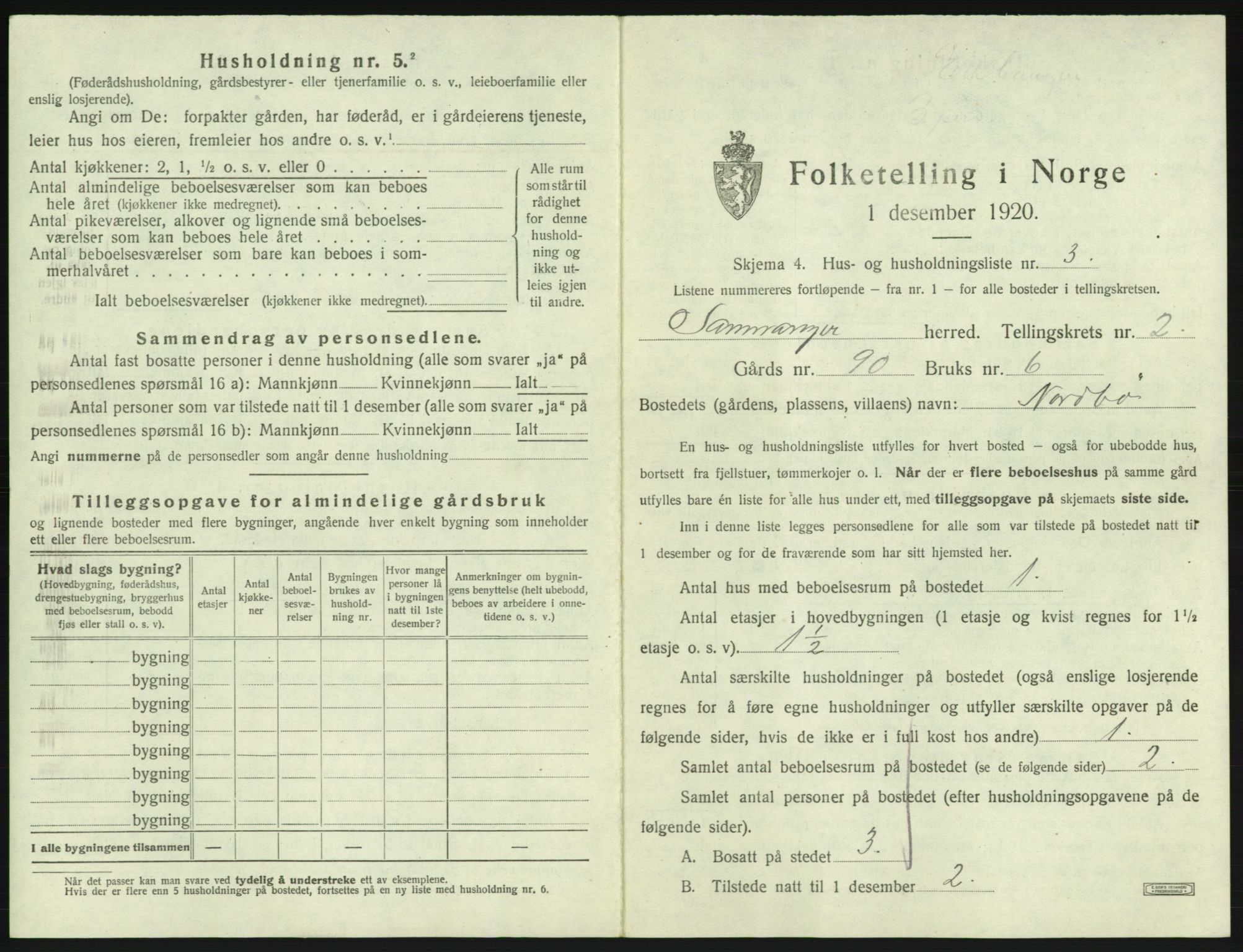 SAB, 1920 census for Samnanger, 1920, p. 97