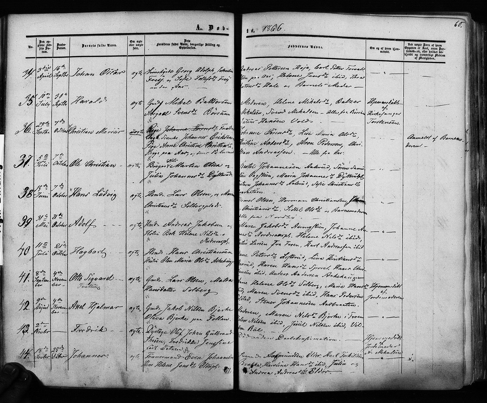 Ås prestekontor Kirkebøker, AV/SAO-A-10894/F/Fa/L0007: Parish register (official) no. I 7, 1854-1870, p. 60