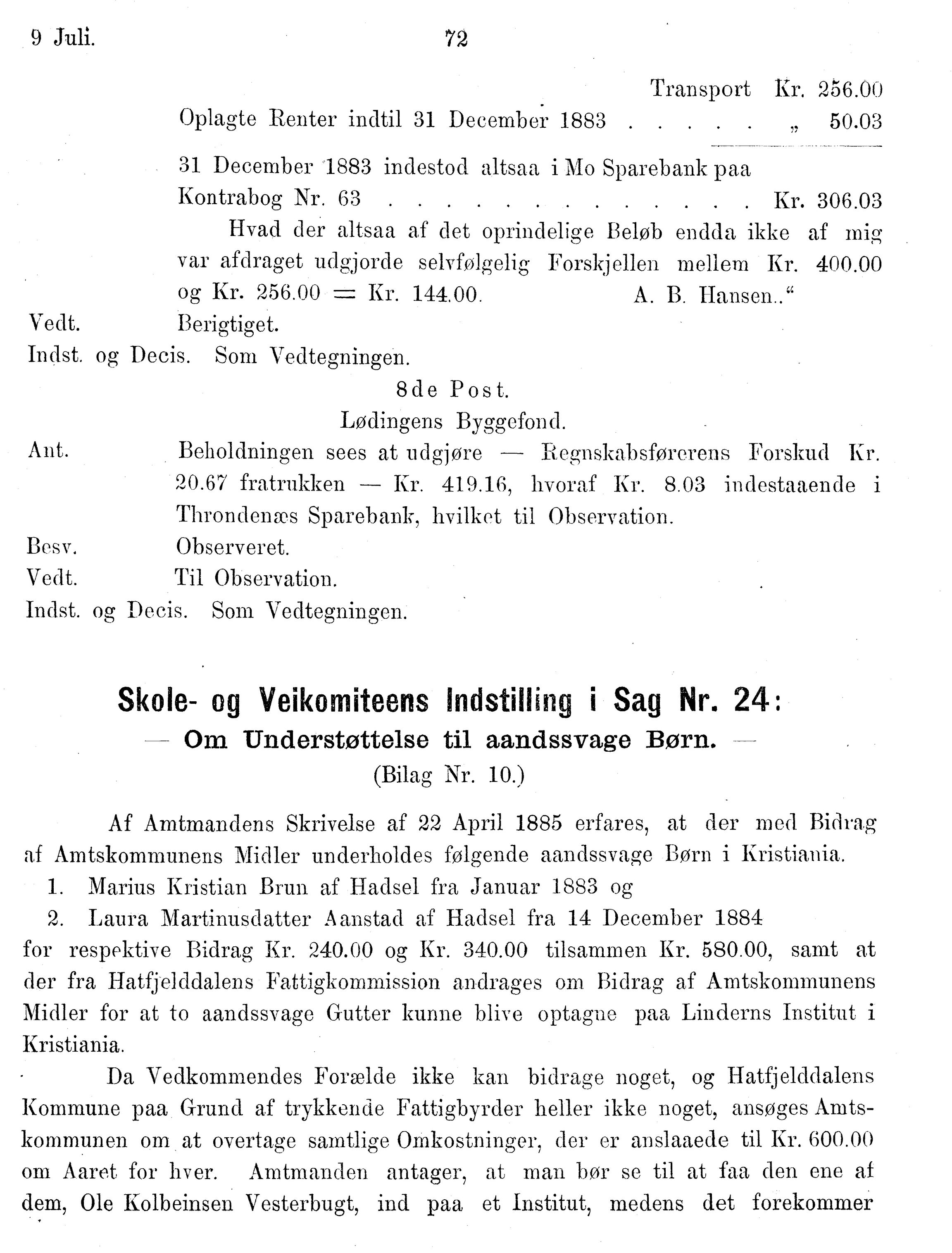 Nordland Fylkeskommune. Fylkestinget, AIN/NFK-17/176/A/Ac/L0014: Fylkestingsforhandlinger 1881-1885, 1881-1885