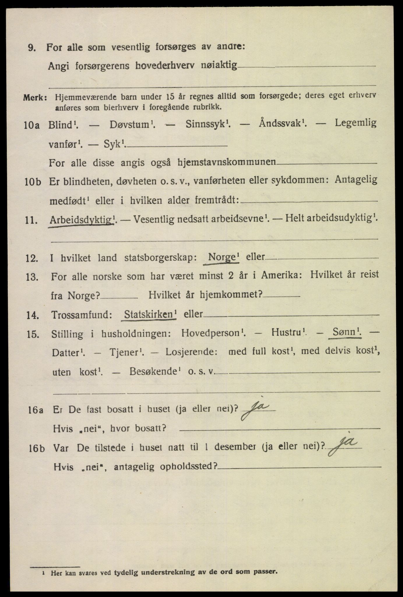 SAK, 1920 census for Hægebostad, 1920, p. 520