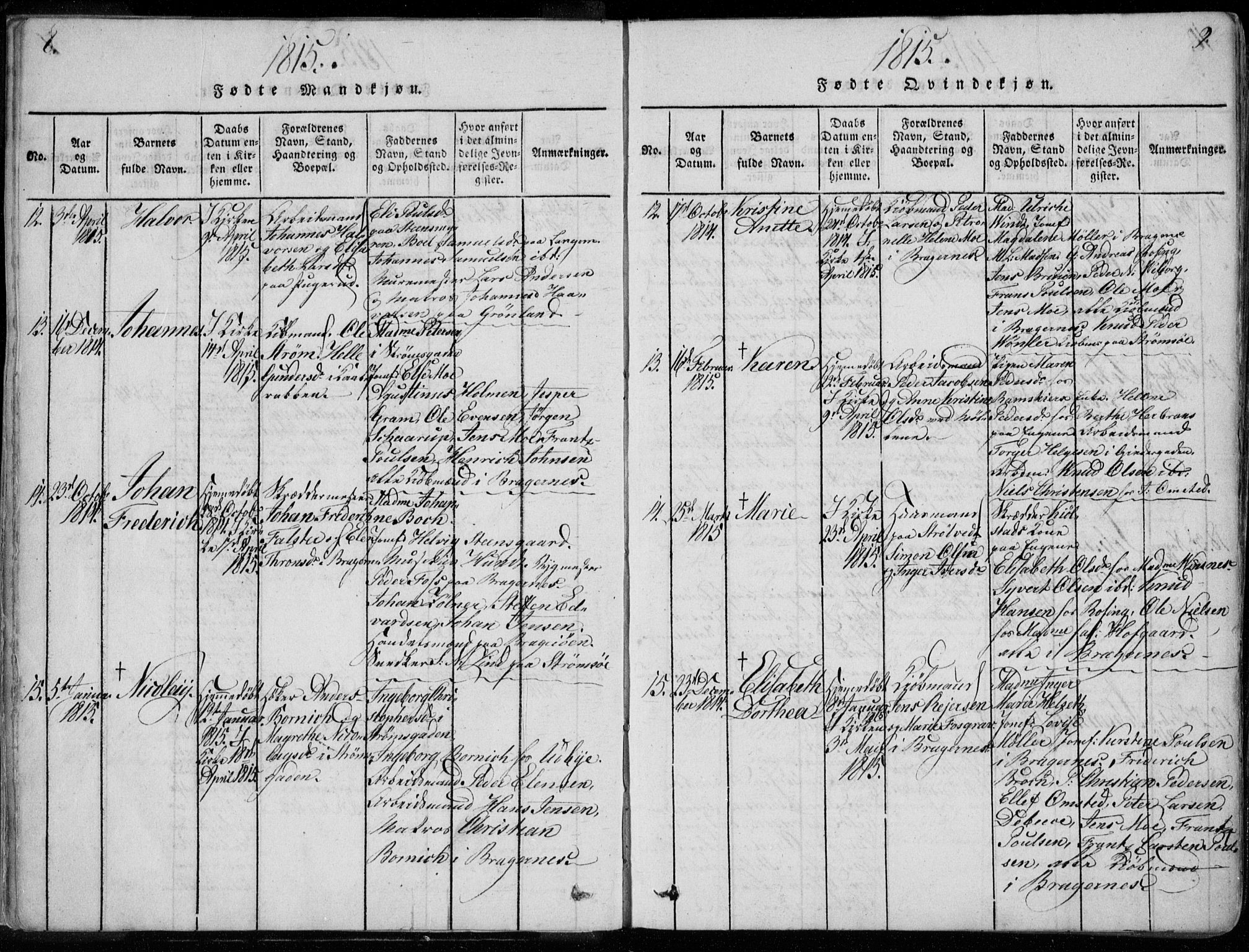 Bragernes kirkebøker, SAKO/A-6/F/Fa/L0007: Parish register (official) no. I 7, 1815-1829, p. 8-9