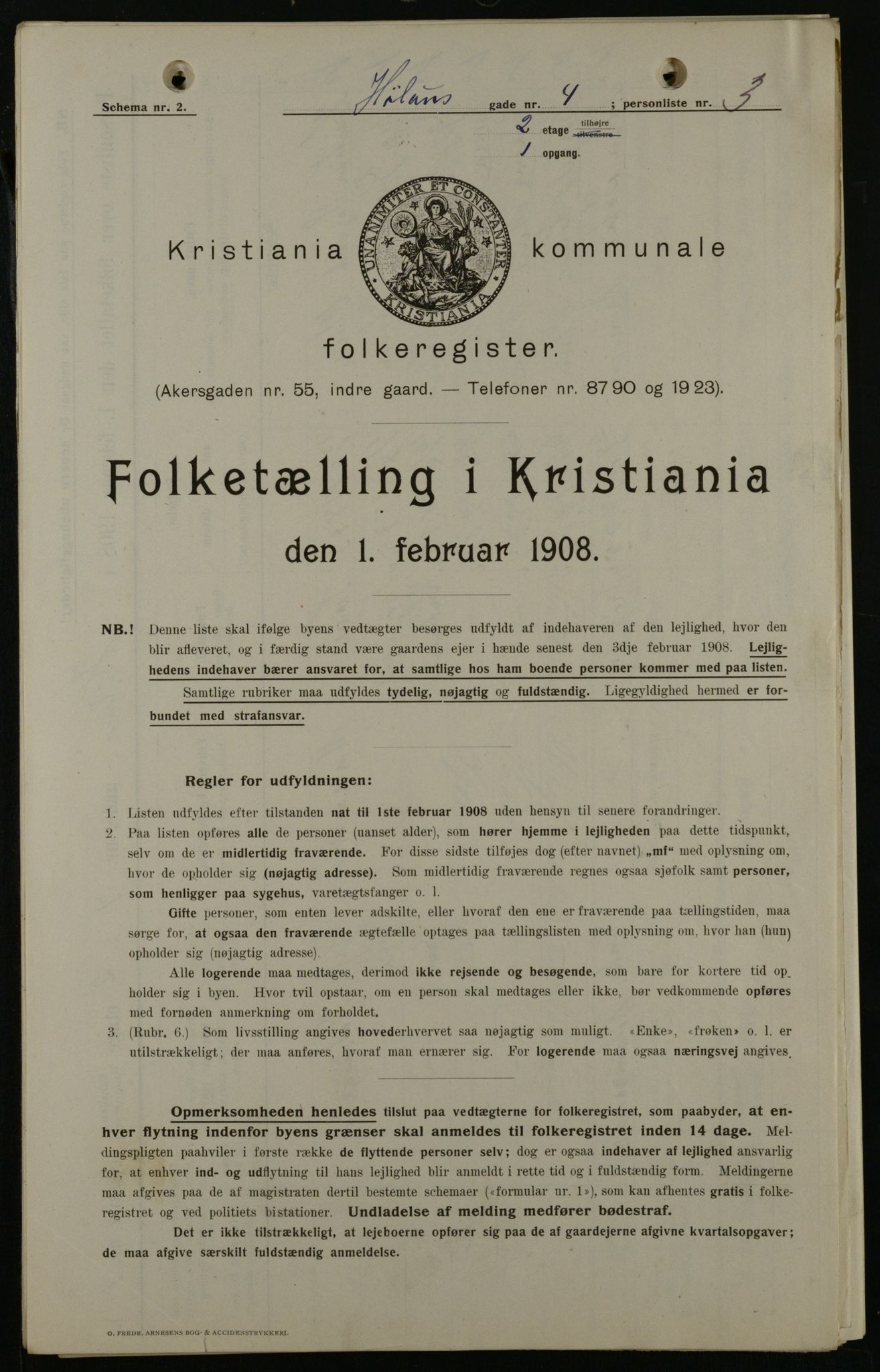 OBA, Municipal Census 1908 for Kristiania, 1908, p. 38033