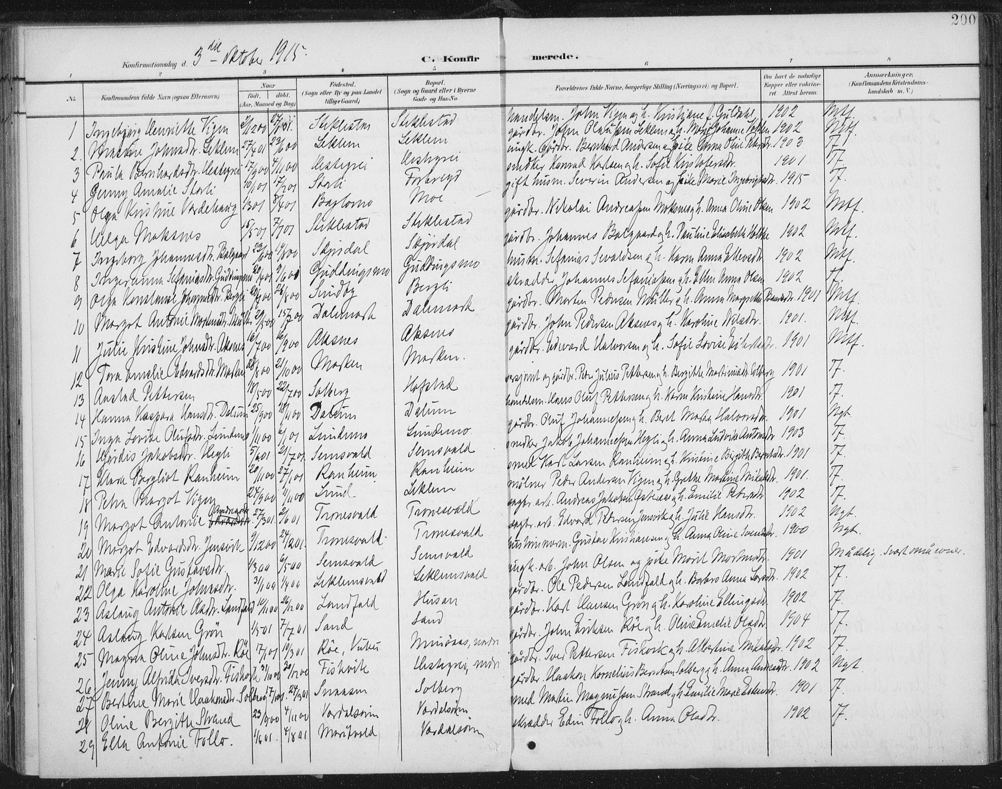 Ministerialprotokoller, klokkerbøker og fødselsregistre - Nord-Trøndelag, SAT/A-1458/723/L0246: Parish register (official) no. 723A15, 1900-1917, p. 200