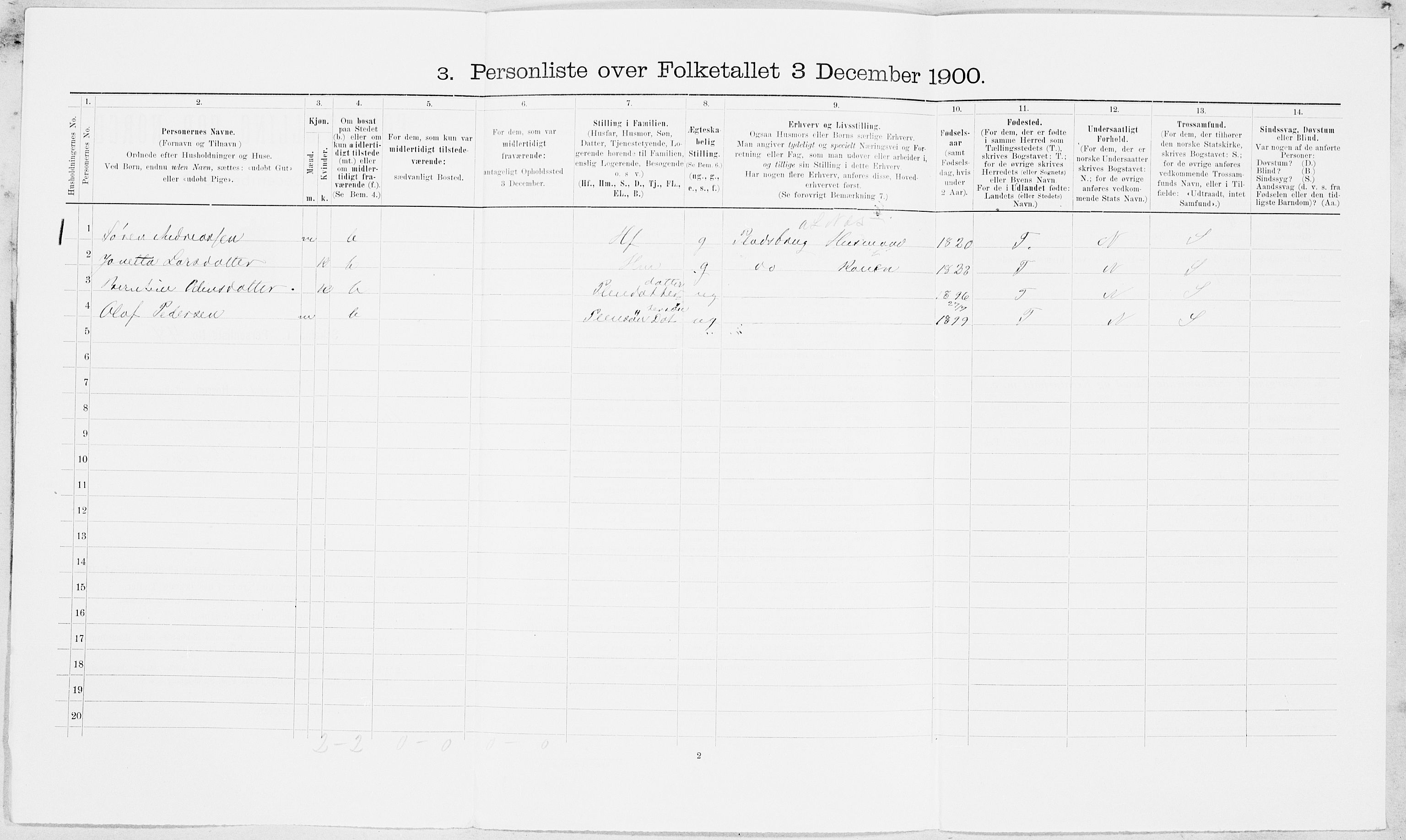 SAT, 1900 census for Skogn, 1900, p. 580