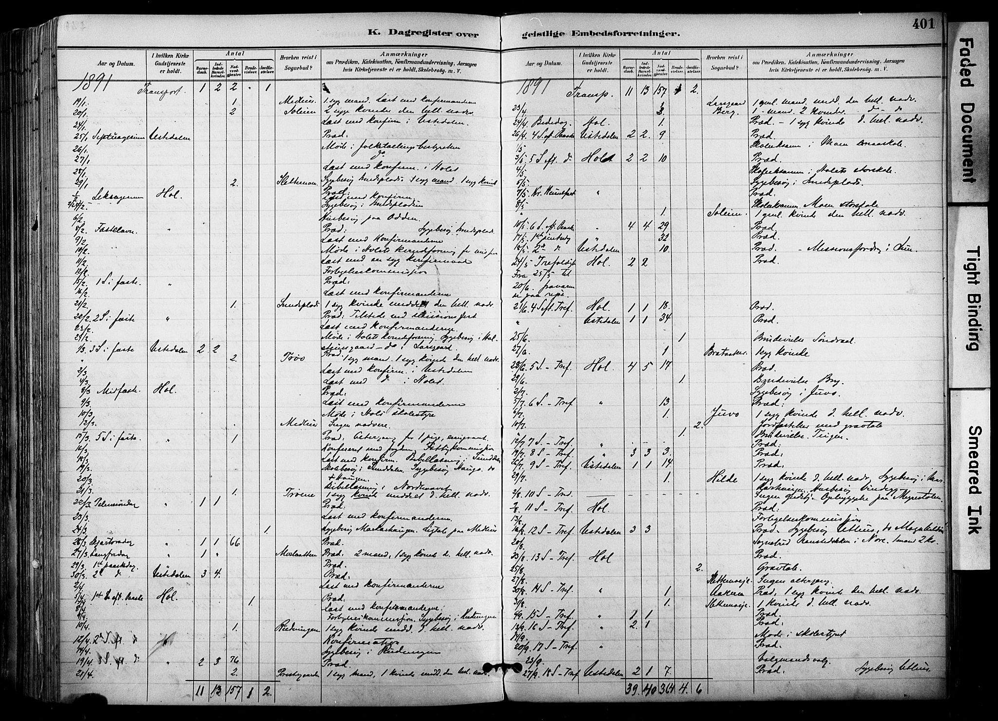 Hol kirkebøker, SAKO/A-227/F/Fa/L0003: Parish register (official) no. I 3, 1887-1918, p. 401