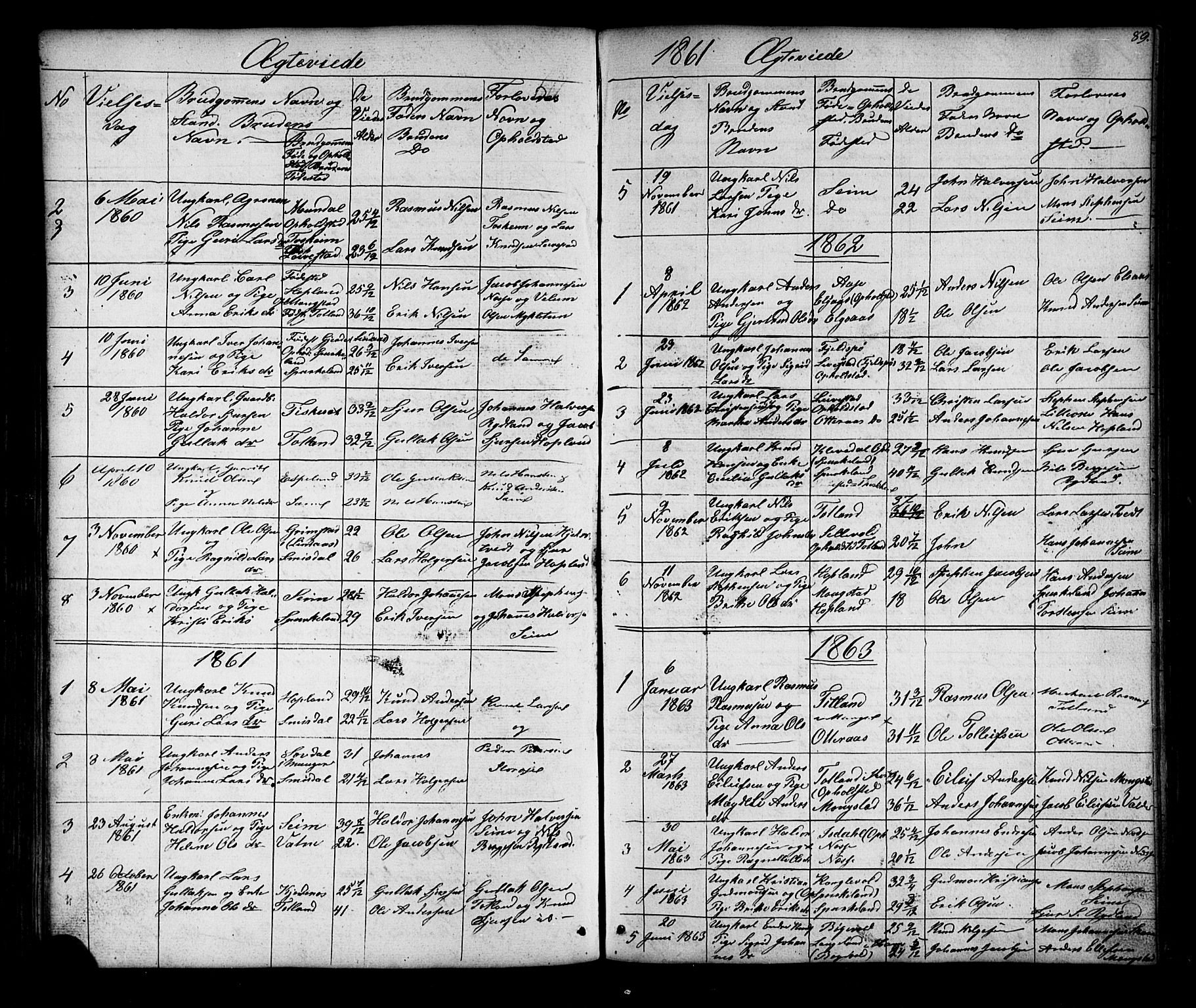 Alversund Sokneprestembete, SAB/A-73901/H/Ha/Hab: Parish register (copy) no. D 2, 1851-1889, p. 89