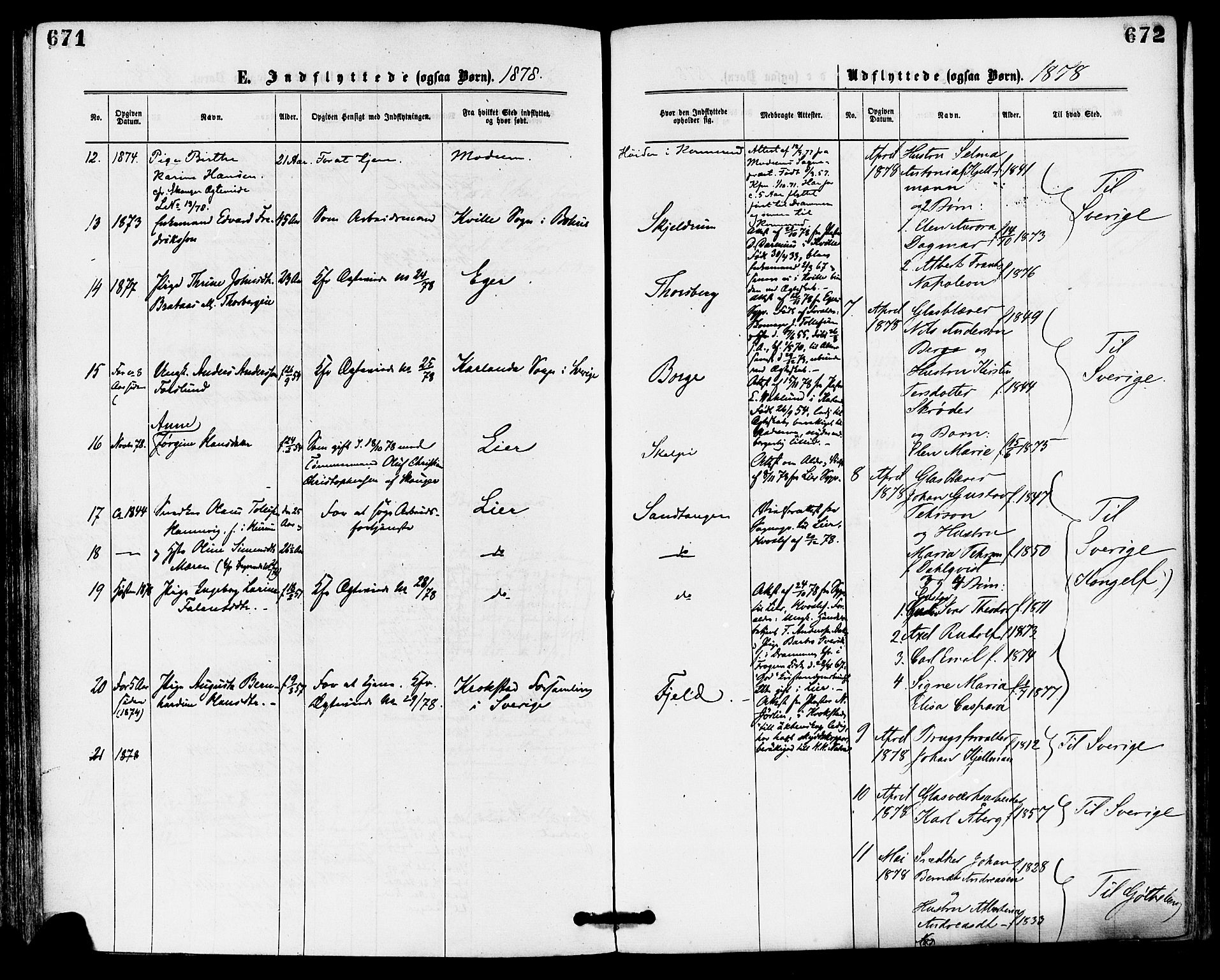 Skoger kirkebøker, SAKO/A-59/F/Fa/L0005: Parish register (official) no. I 5, 1873-1884, p. 671-672