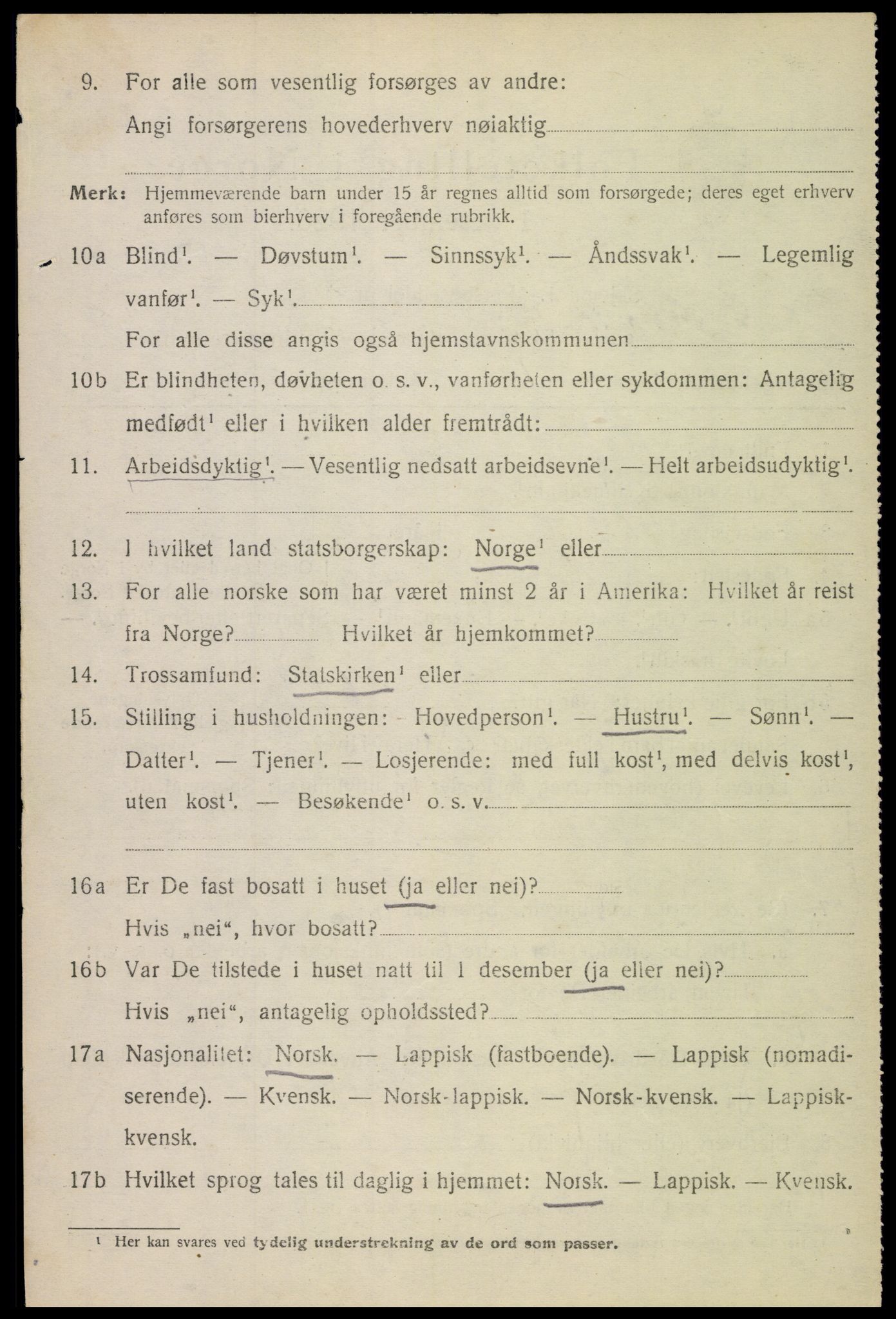 SAT, 1920 census for Hadsel, 1920, p. 9085