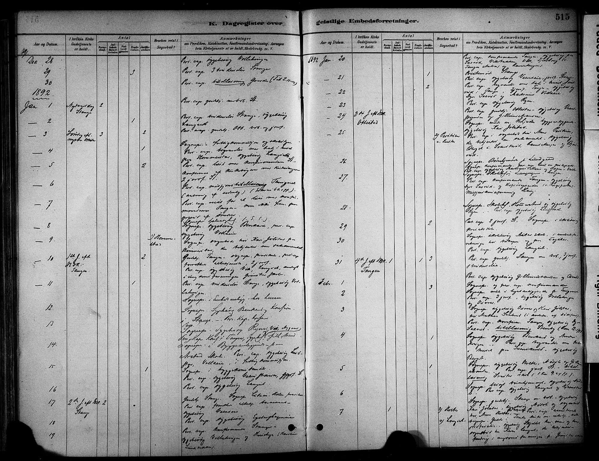 Stange prestekontor, SAH/PREST-002/K/L0017: Parish register (official) no. 17, 1880-1893, p. 515