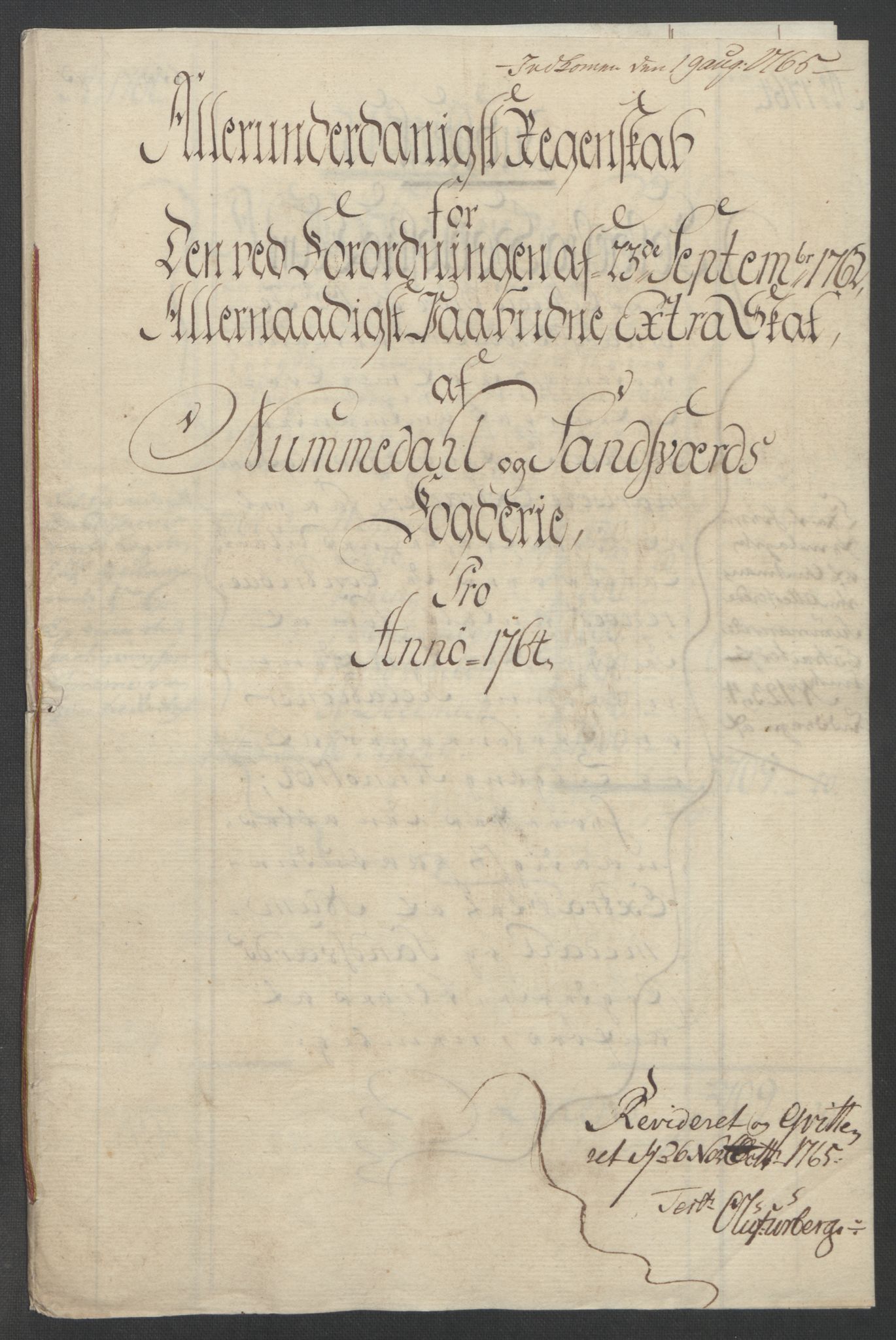 Rentekammeret inntil 1814, Reviderte regnskaper, Fogderegnskap, RA/EA-4092/R24/L1672: Ekstraskatten Numedal og Sandsvær, 1762-1767, p. 213