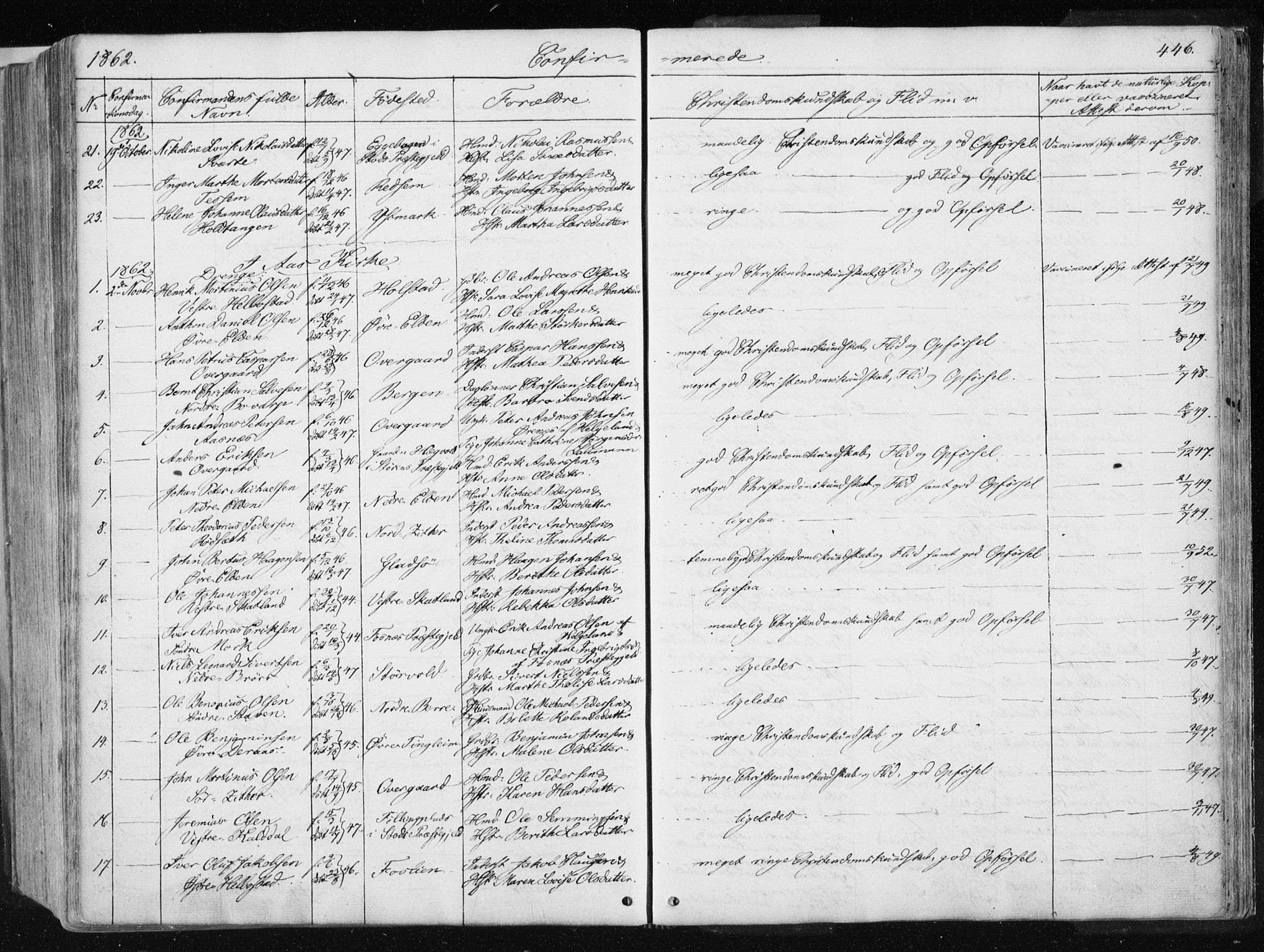 Ministerialprotokoller, klokkerbøker og fødselsregistre - Nord-Trøndelag, AV/SAT-A-1458/741/L0393: Parish register (official) no. 741A07, 1849-1863, p. 446