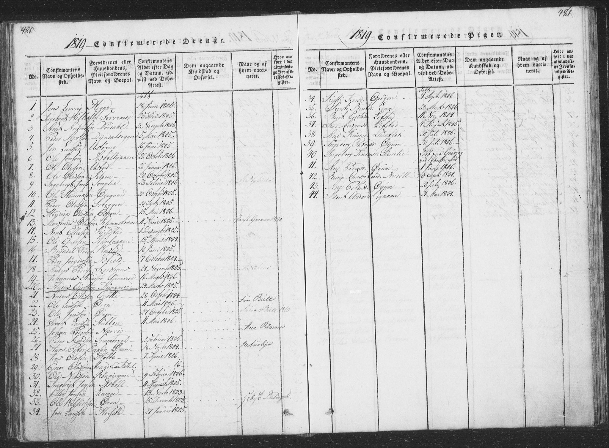 Ministerialprotokoller, klokkerbøker og fødselsregistre - Sør-Trøndelag, SAT/A-1456/668/L0816: Parish register (copy) no. 668C05, 1816-1893, p. 480-481
