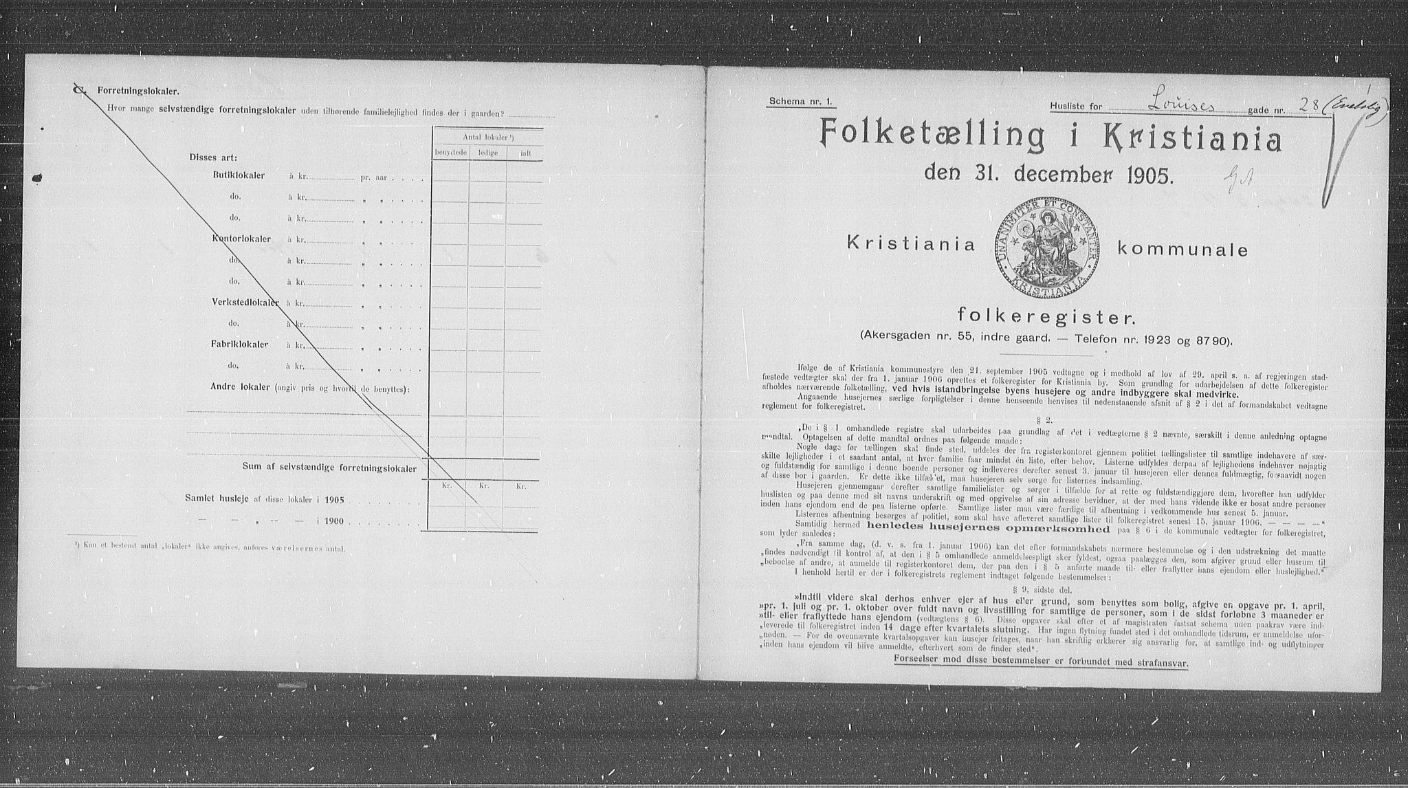 OBA, Municipal Census 1905 for Kristiania, 1905, p. 30705