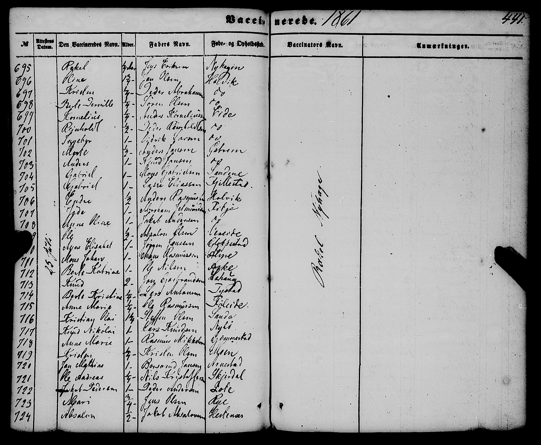 Gloppen sokneprestembete, AV/SAB-A-80101/H/Haa/Haaa/L0009: Parish register (official) no. A 9, 1855-1870, p. 441