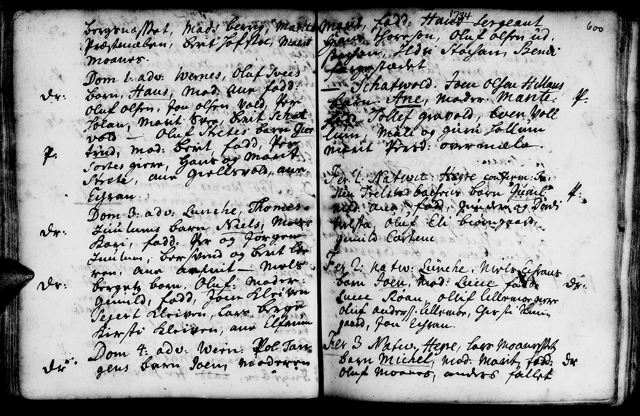 Ministerialprotokoller, klokkerbøker og fødselsregistre - Nord-Trøndelag, SAT/A-1458/709/L0055: Parish register (official) no. 709A03, 1730-1739, p. 599-600