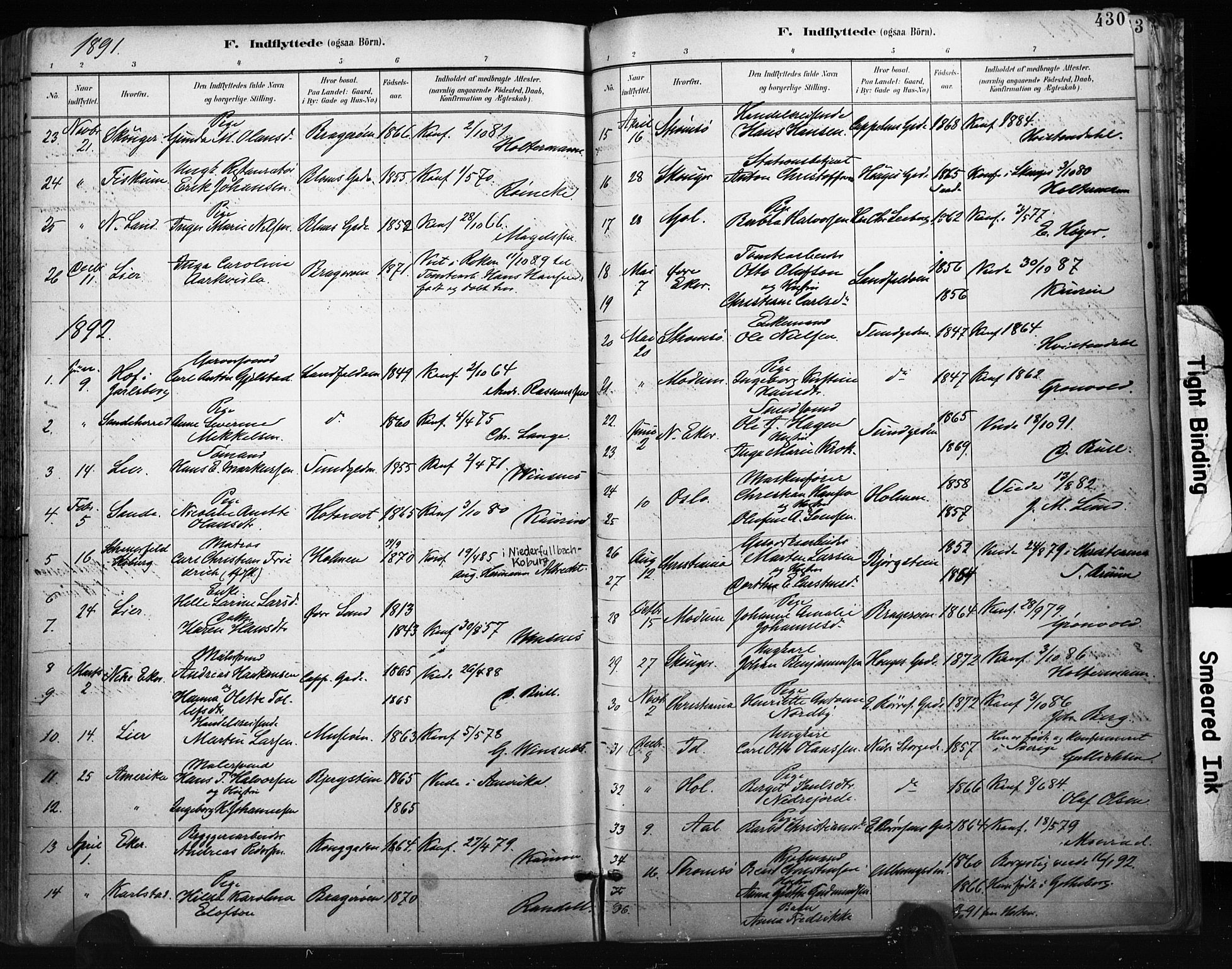 Bragernes kirkebøker, AV/SAKO-A-6/F/Fb/L0007: Parish register (official) no. II 7, 1885-1893, p. 430
