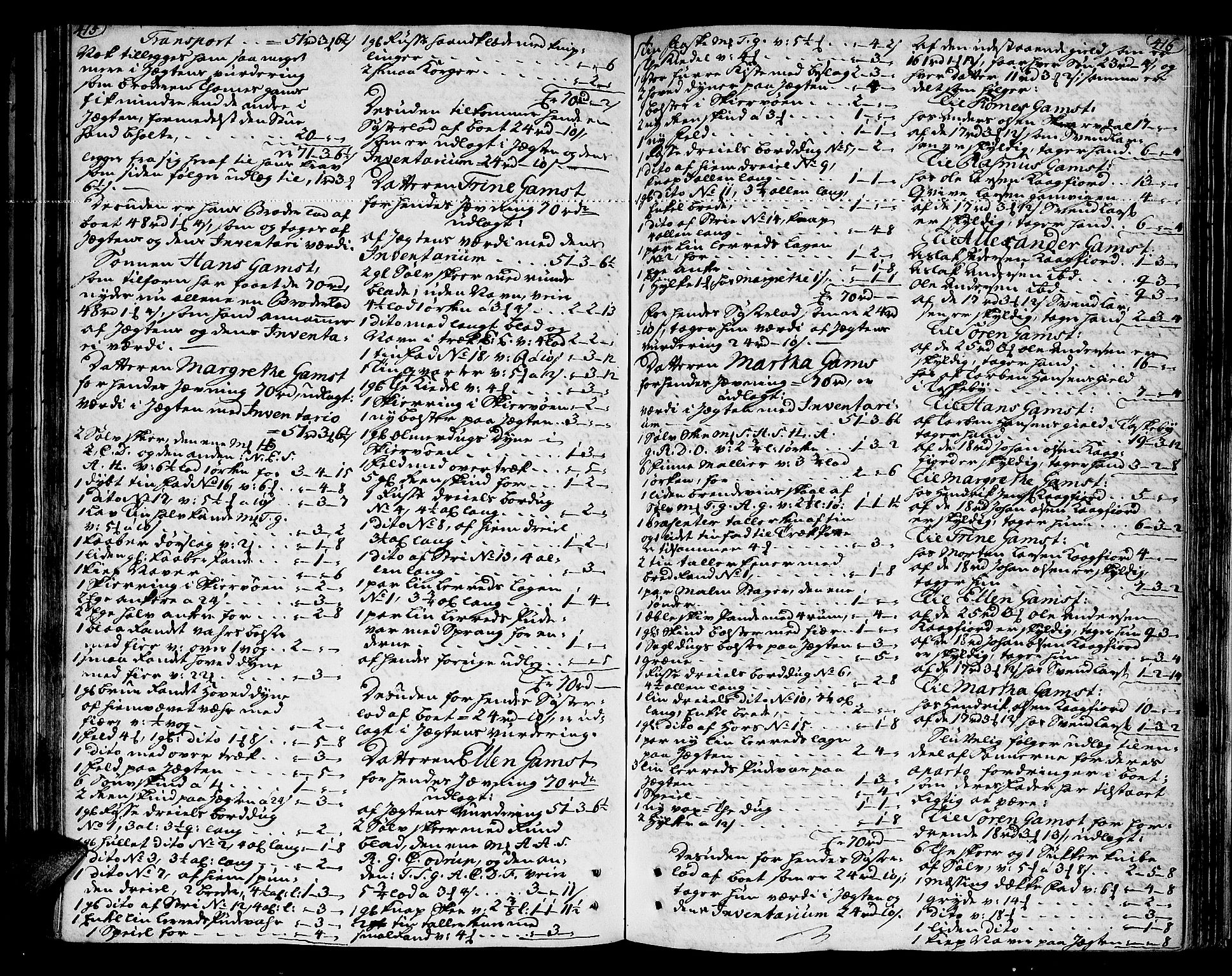 Senja og Tromsø sorenskriveri , AV/SATØ-SATØ-31/H/Hb/L0140: Skifteutlodningsprotokoll - Tromsø distrikt, 1751-1770, p. 415-416