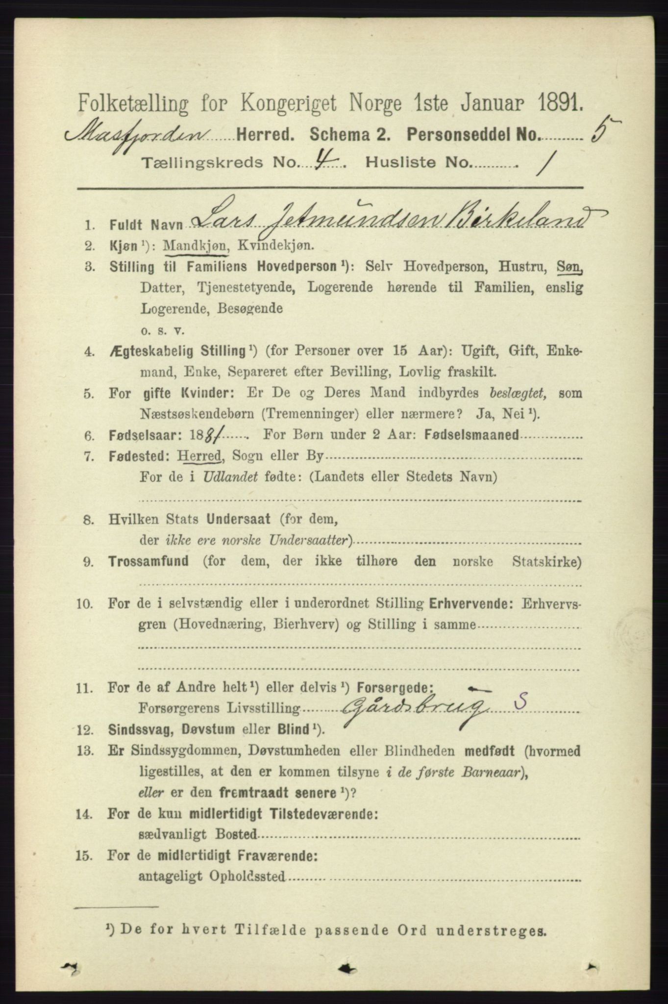 RA, 1891 census for 1266 Masfjorden, 1891, p. 742